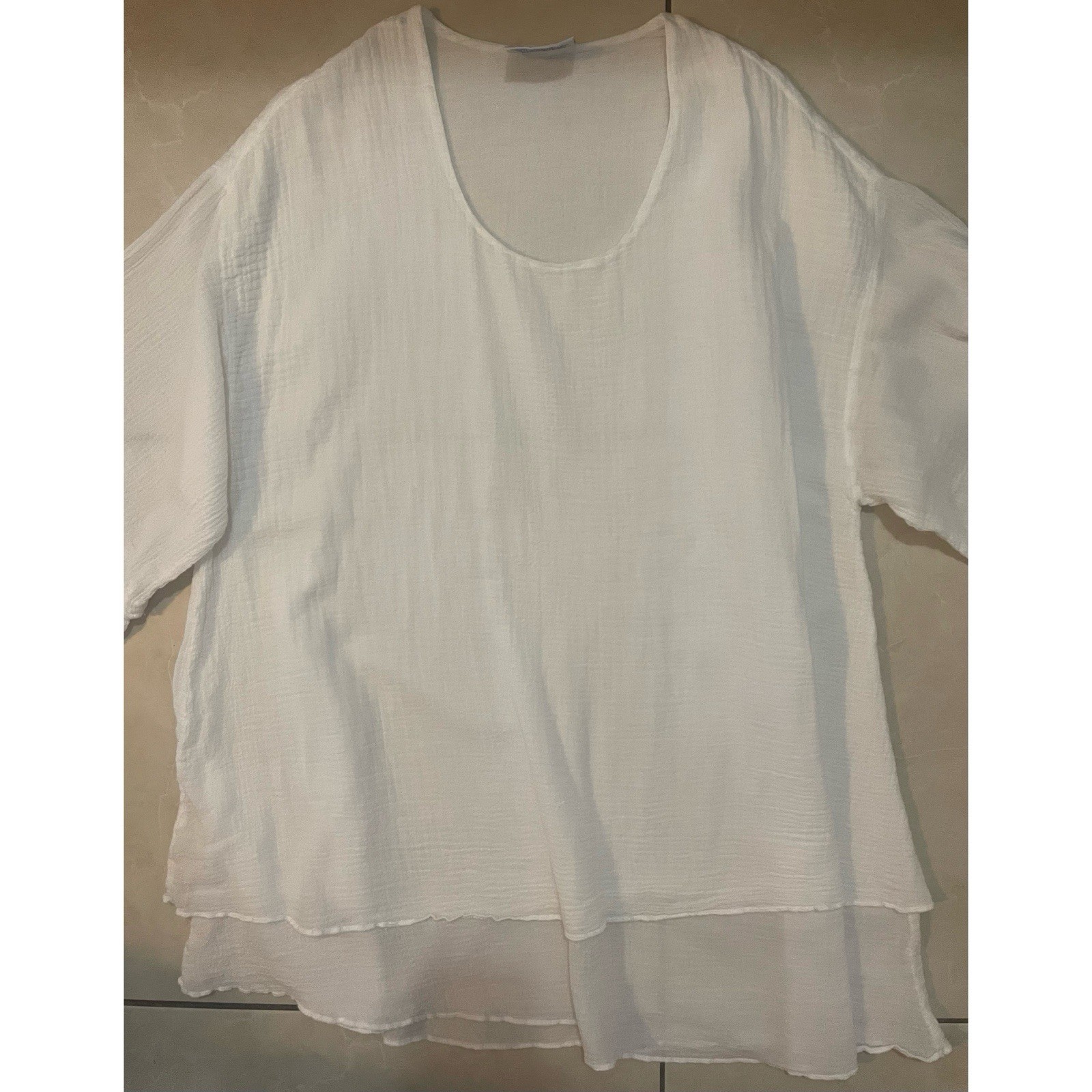 White 100% Cotton Sheer Tunic Cover-up Vintage 90s Dunes For Pool Or Beach