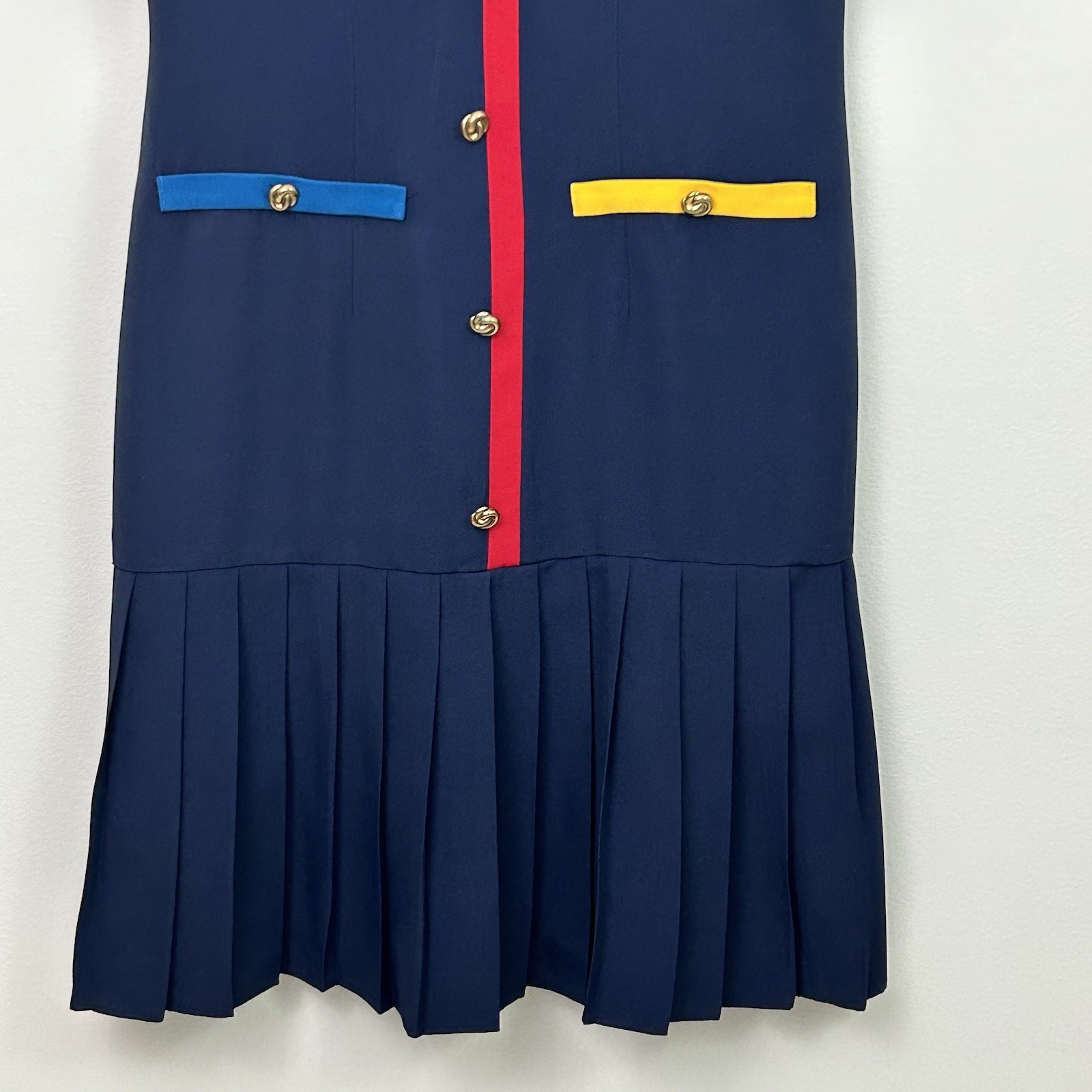 VTG Carriage Court Dress Drop Waist 80’s Pleats Short Sleeves Zip Classic Size 8