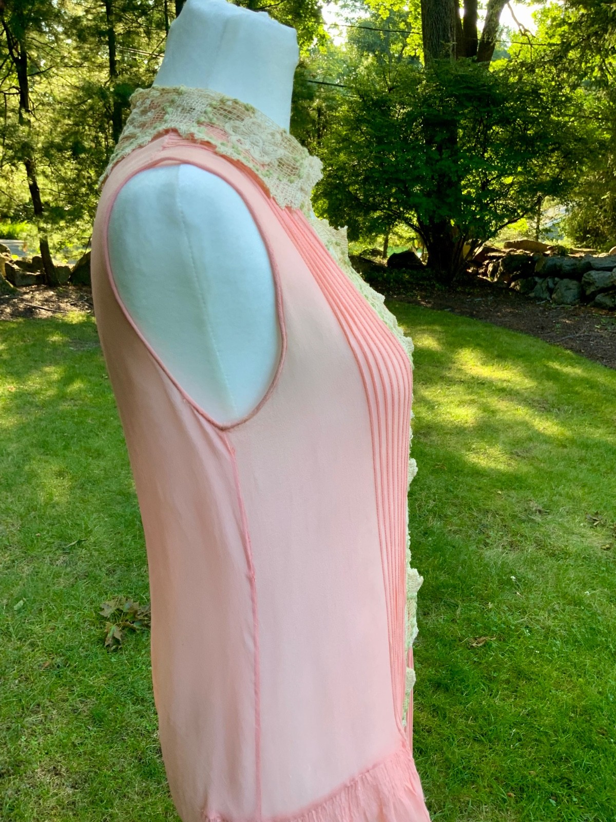 Rare 1920s Silk Chiffon Flapper Dress Art Deco Lace Dress Original Silk Slip Ant