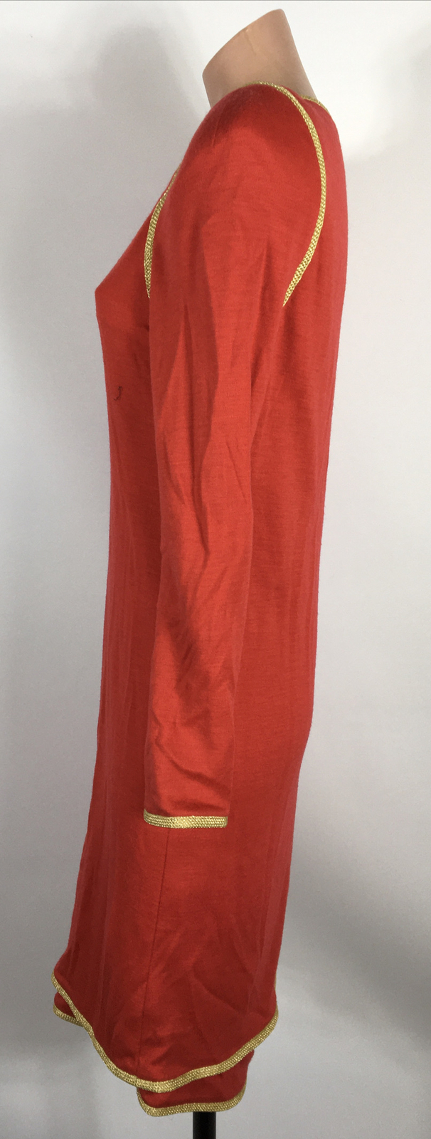 Stanley Platos Martin Ross Red Gold Cocktail Dress Business Work Long Sleeve 8