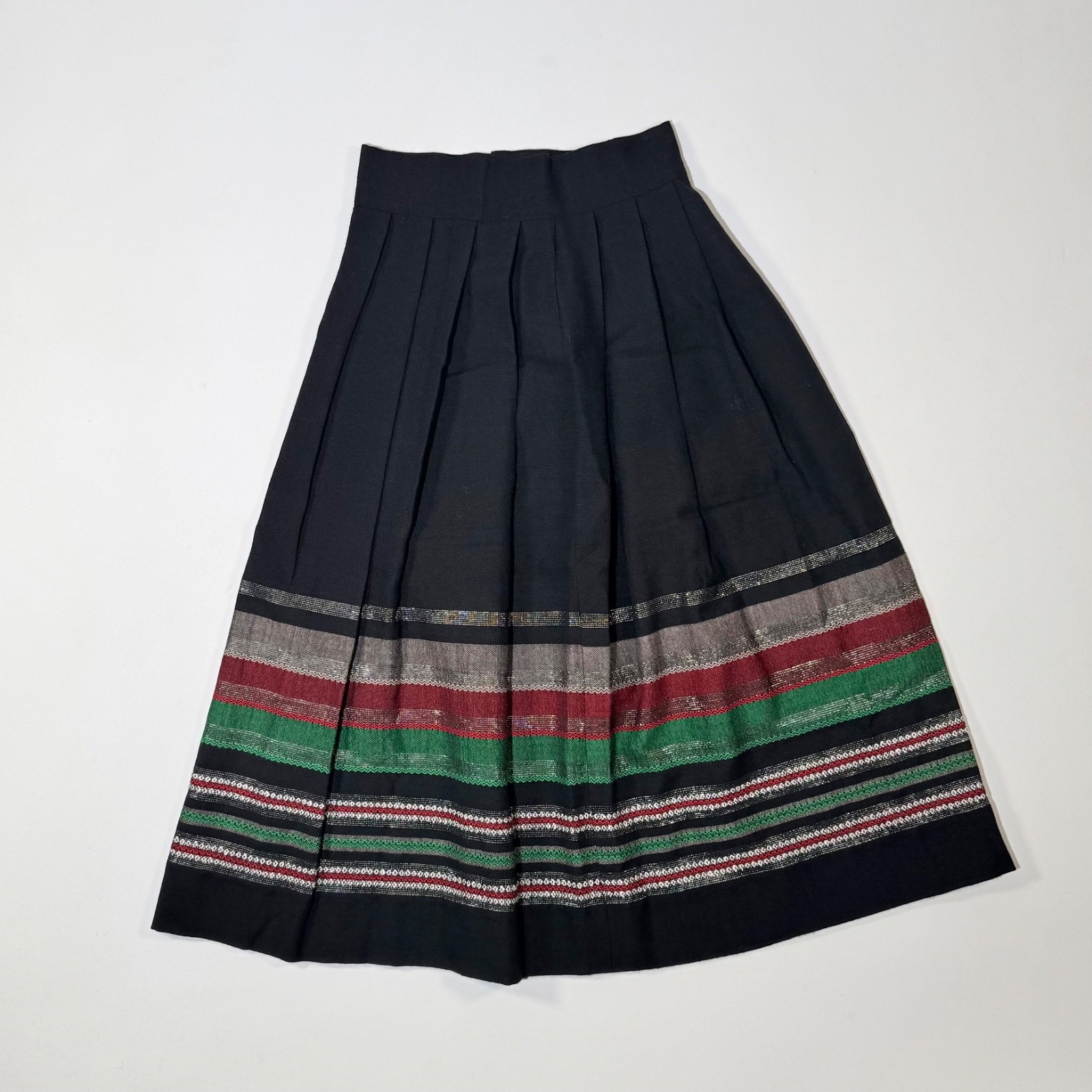 Vintage Wool Pleated Skirt With Stripes