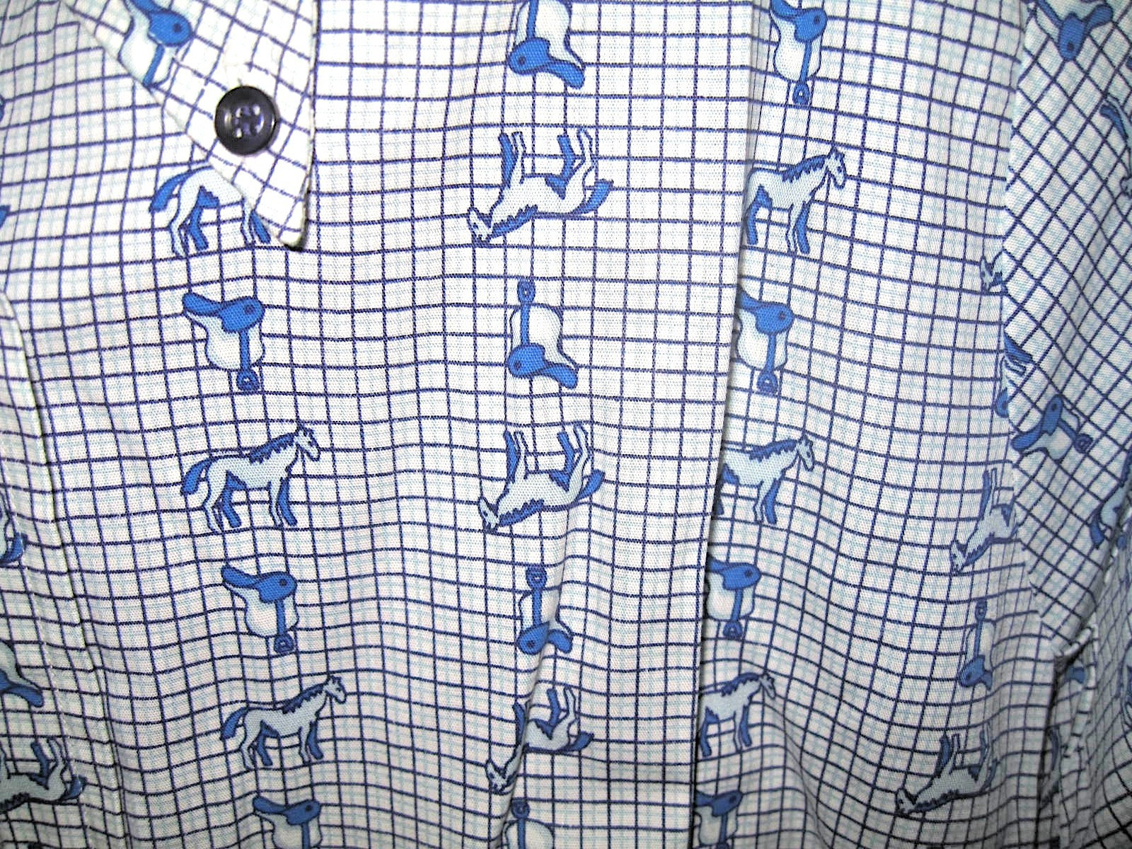 Vtg 60s Adelaar Novelty Print Shirt Horses Saddles Equestrian Deadstock Womens