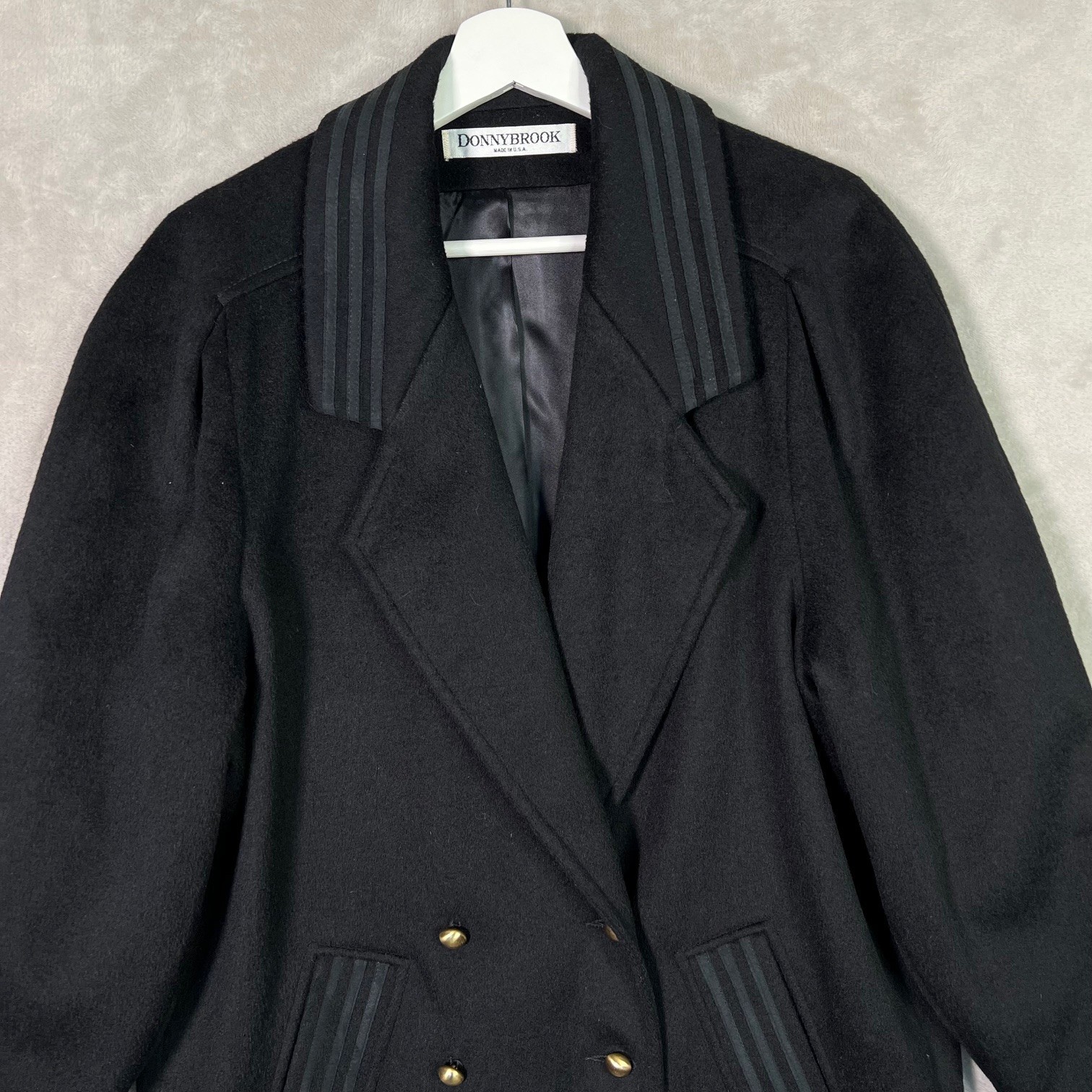 Vintage Donnybrook Black Double Breasted Nautical Coat USA XL 16