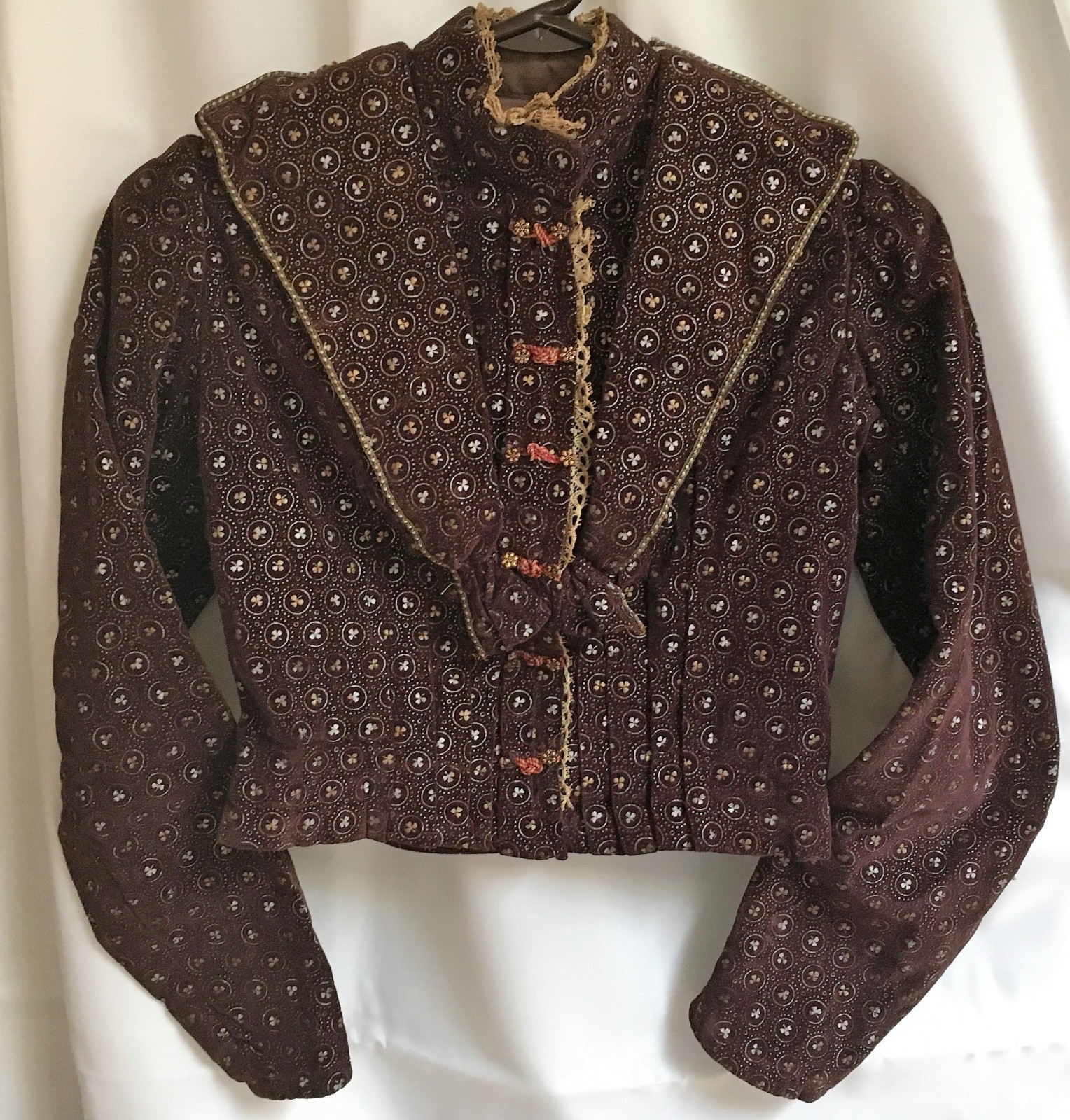 Antique VICTORIAN EDWARDIAN Bodice JACKET 1890-1900 • Handmade • Brown Velvet