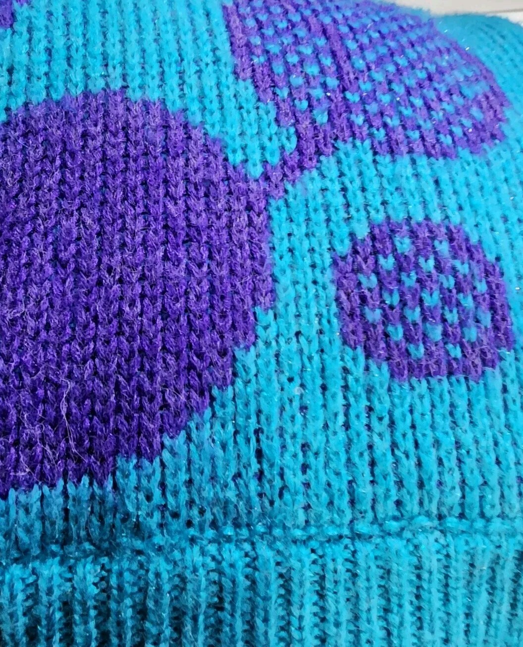 Fleet Street Knit Sweater Jacket Women’s M Teal/Purple Heavy Vintage 80s