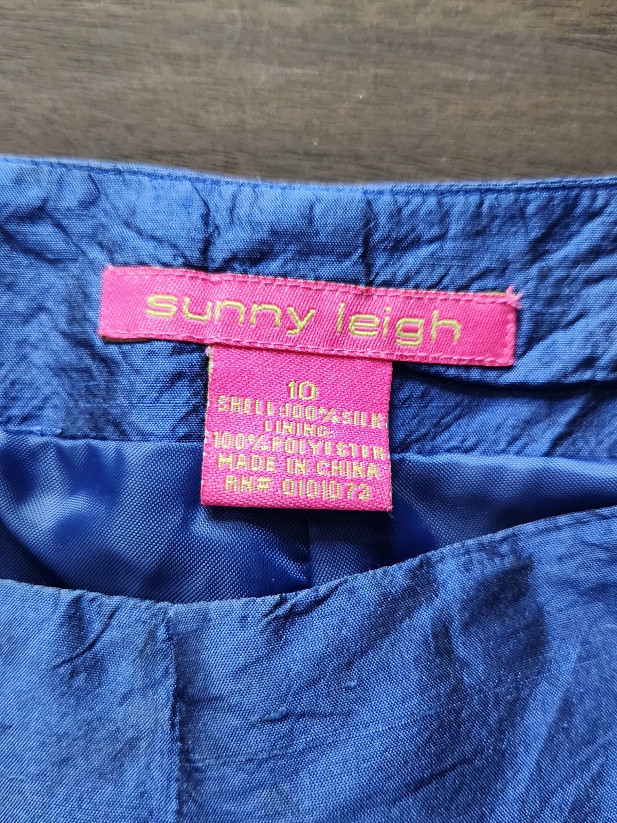 Sunny Leigh Vintage Blue Beaded Silk Dupioni 2 Piece Pants Blouse Set Size M