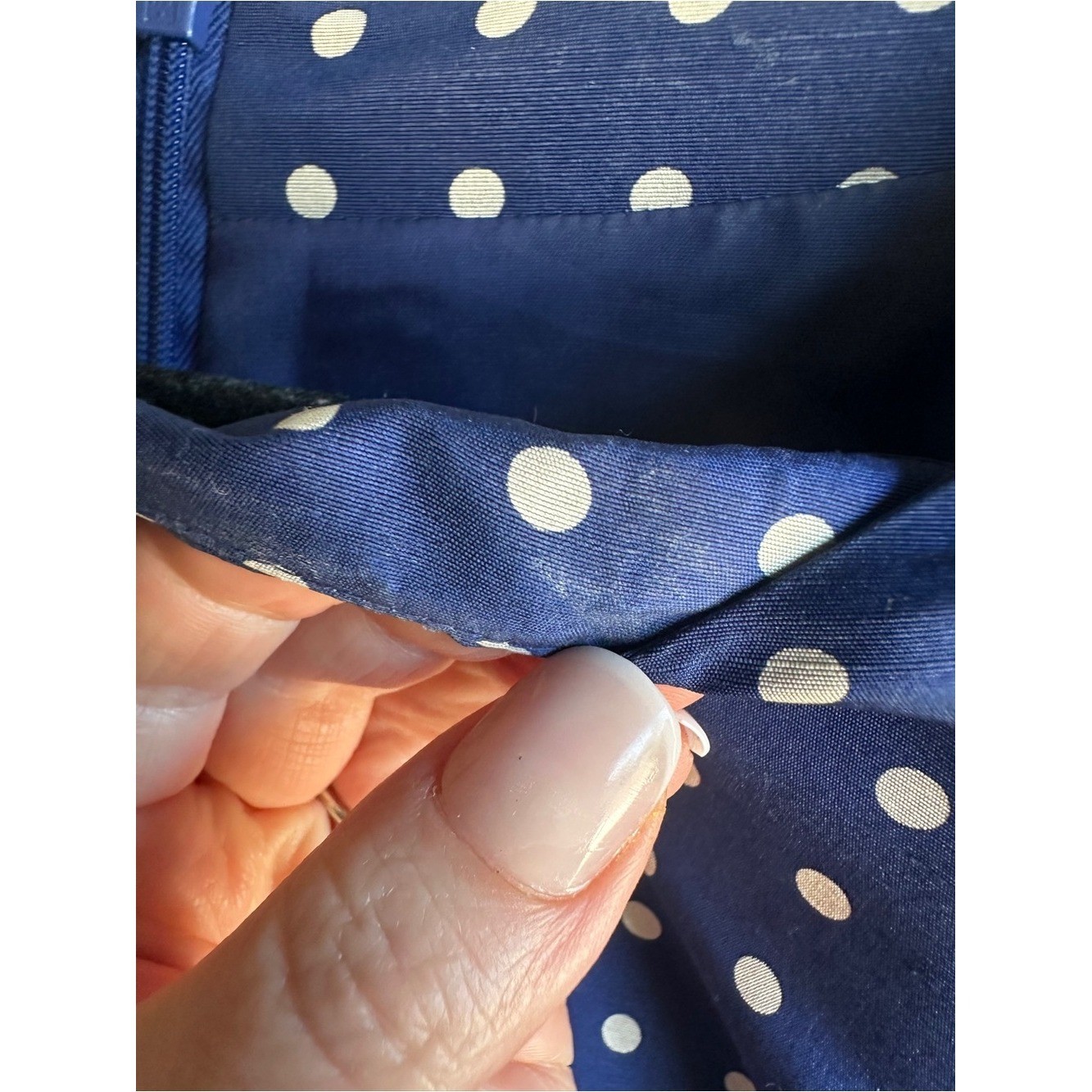 Pure & Simple 100% Silk Blue Polka Dot Dress Retro Parisian Chic Ruffle Hem Sz 8