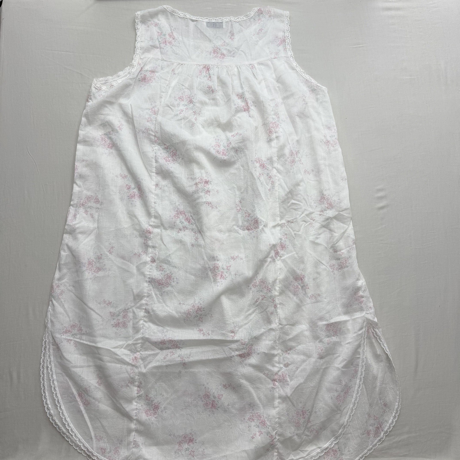 Willow Creek Vintage Floral Lace Sleeveless Nightgown Size 1X Plus White Pink XL