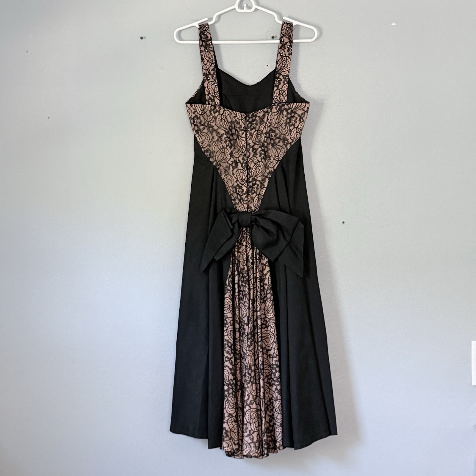 Lilli Diamond of California Cocktail Dress XS / Small 1950s Black Lace VINTAGE