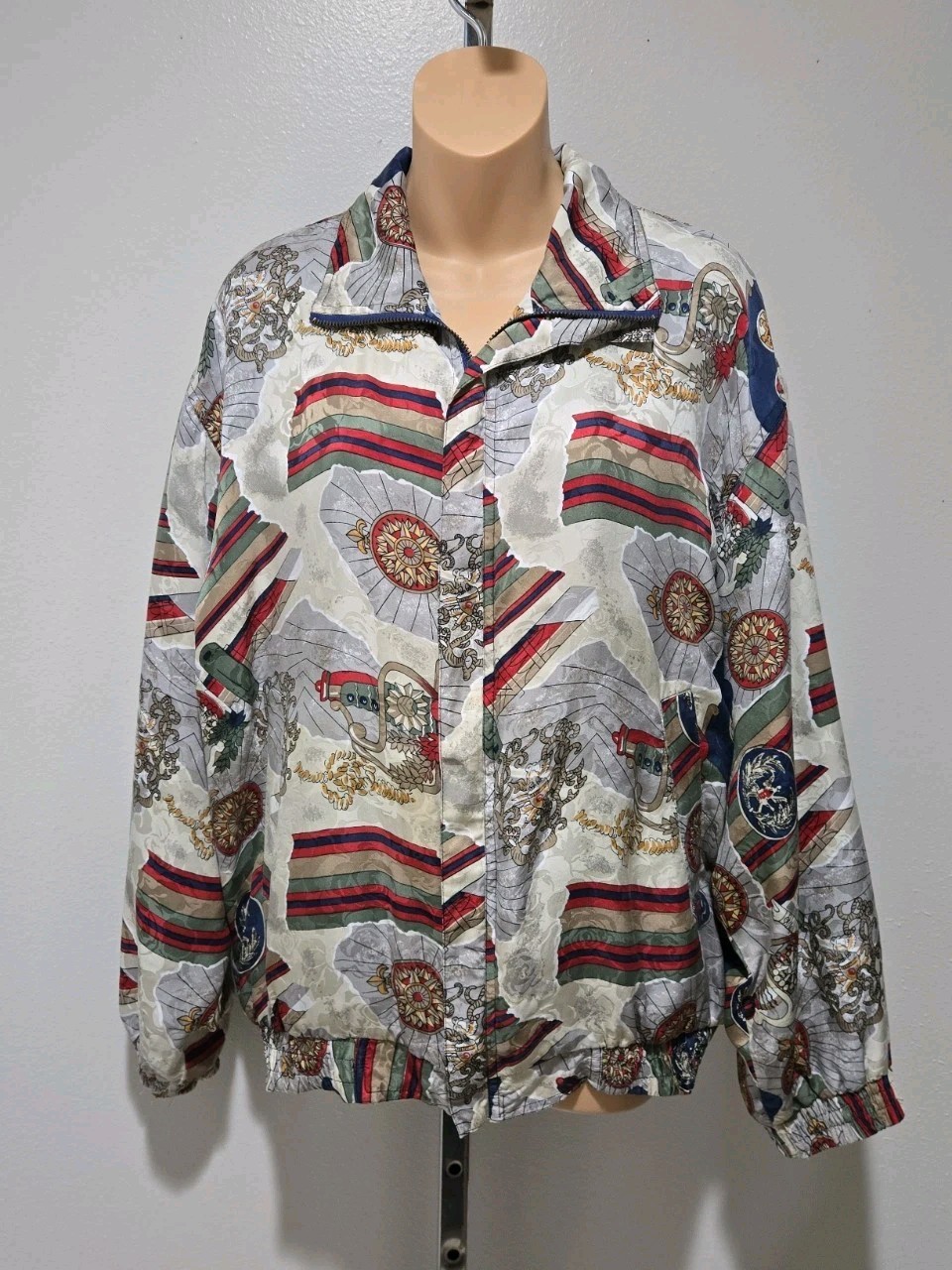 Vintage Fuda International 100% Silk Navigation Bomber Jacket – Size L