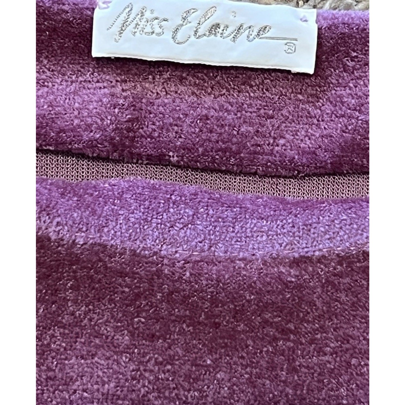 Miss Elaine Vintage 80s Soft Plush Lounge Jumpsuit Purple Ivory Archive Fashion