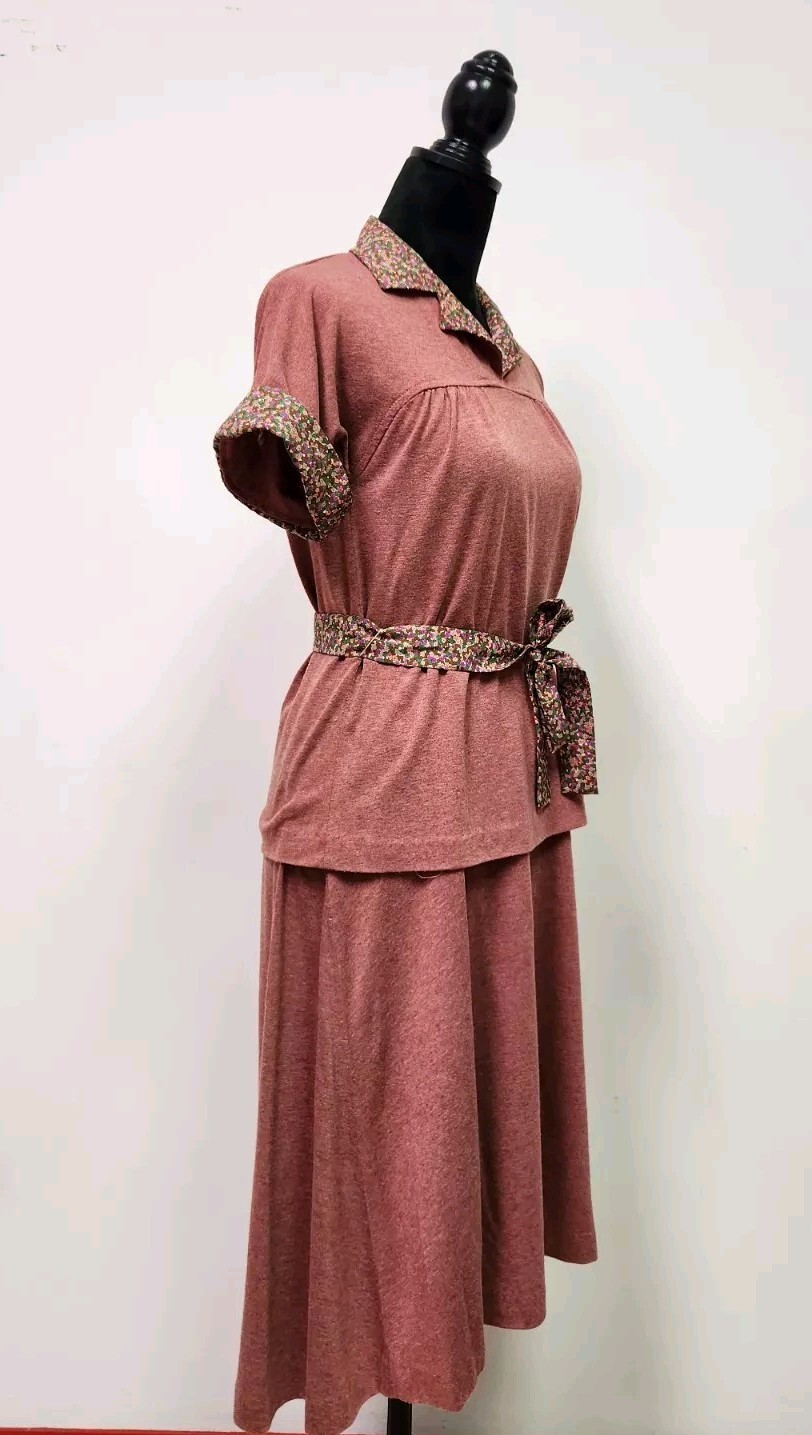 Vtg 70s Tejo Of California Women’s Skirt Set Large Terracotta No Size Tag