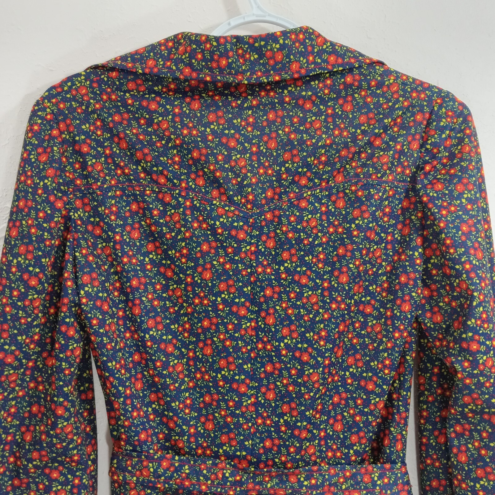 Handmade Navy Green Red Floral 1980 **Please Read Description For Sizing** VTG