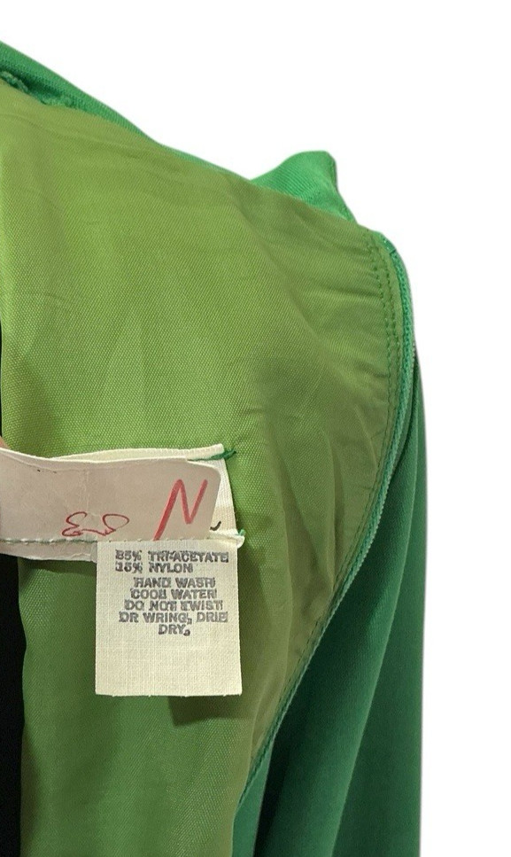 Vintage 1960s Lilli Diamond of California Emerald Green Draped Cowl Neck Dress