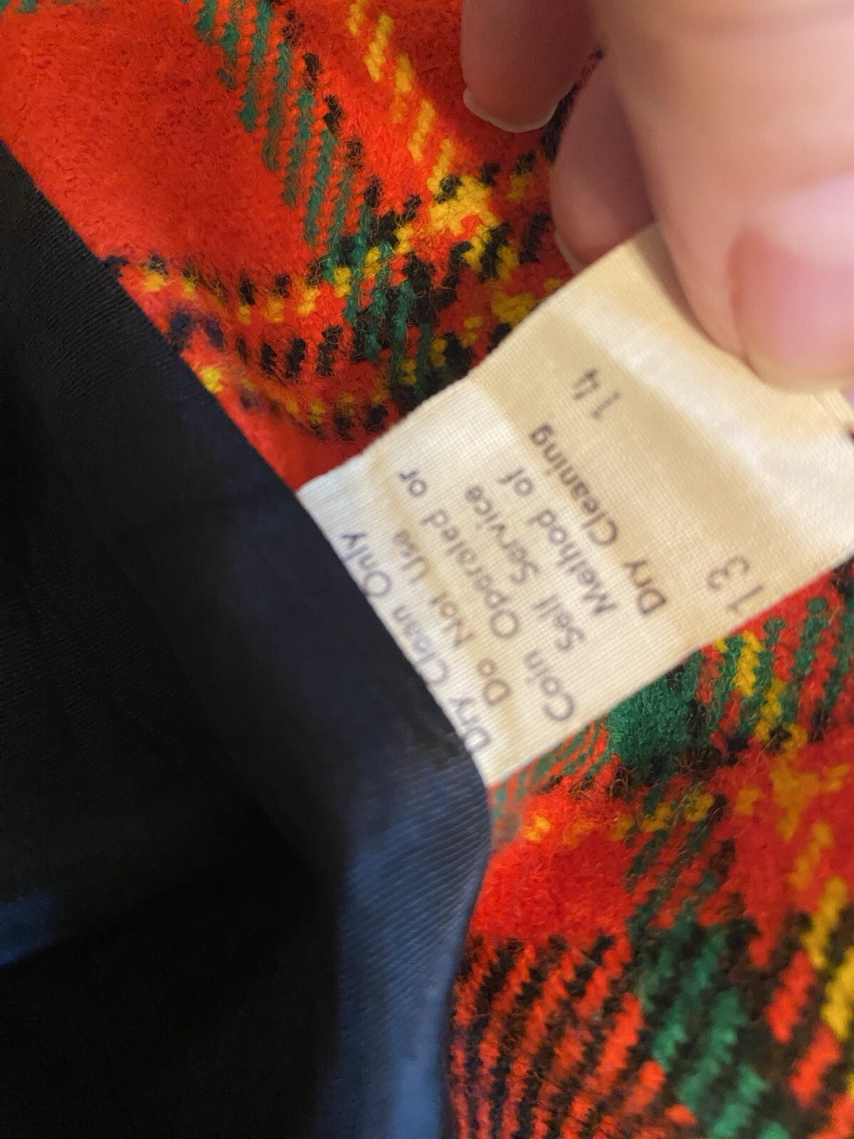 Peerless of Boston VTG Jacket 1970s Plaid 13 14 Retro Red Green Yellow Black