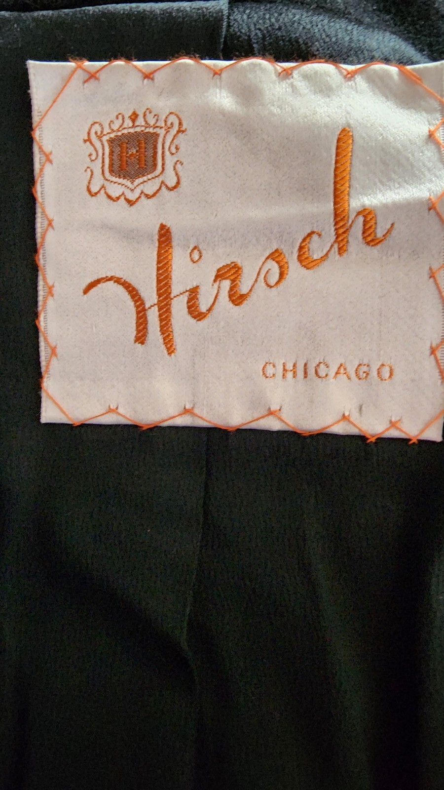 50s Vintage Black Wool Coat w Mink Collar S/M HIRSCH Chicago VASSAR CREATION