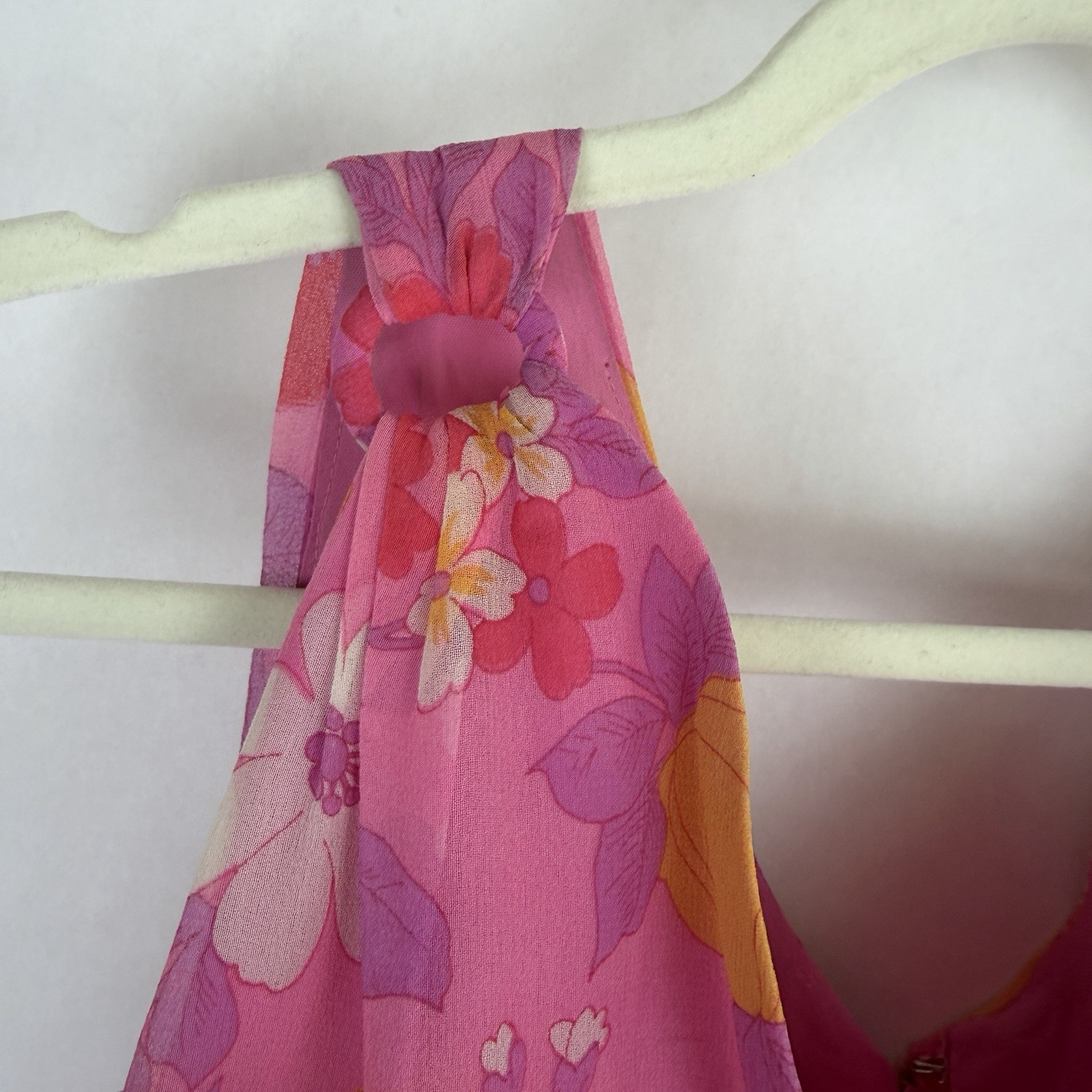 Vtg 60s Floral Dress Sue Gail Sleeveless Mod Psychedelic Pink Hippie Bright