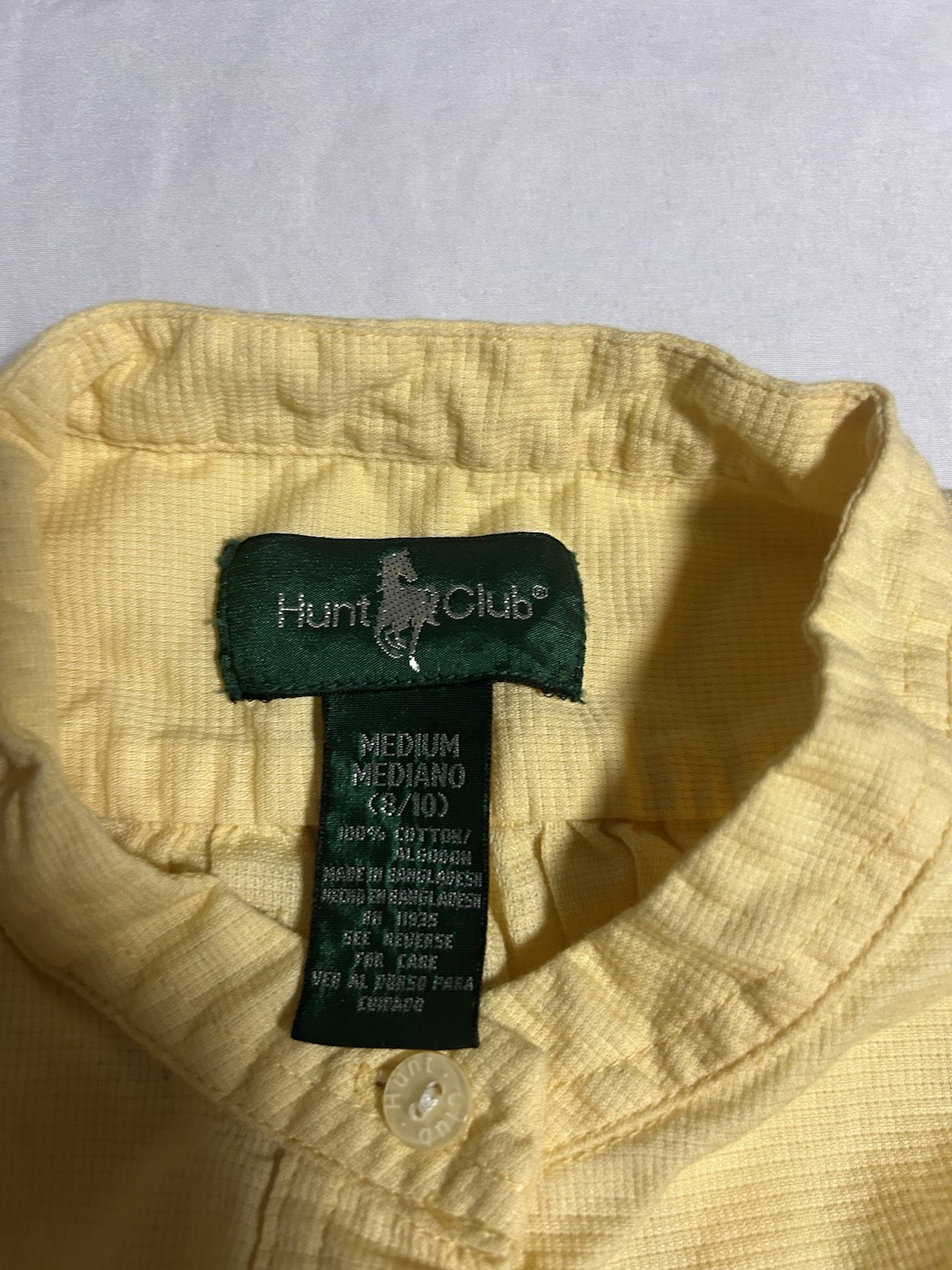 Vintage 80s Women’s Hunt Club Button Up Shirt Yellow Preppy Sz Medium 8/10
