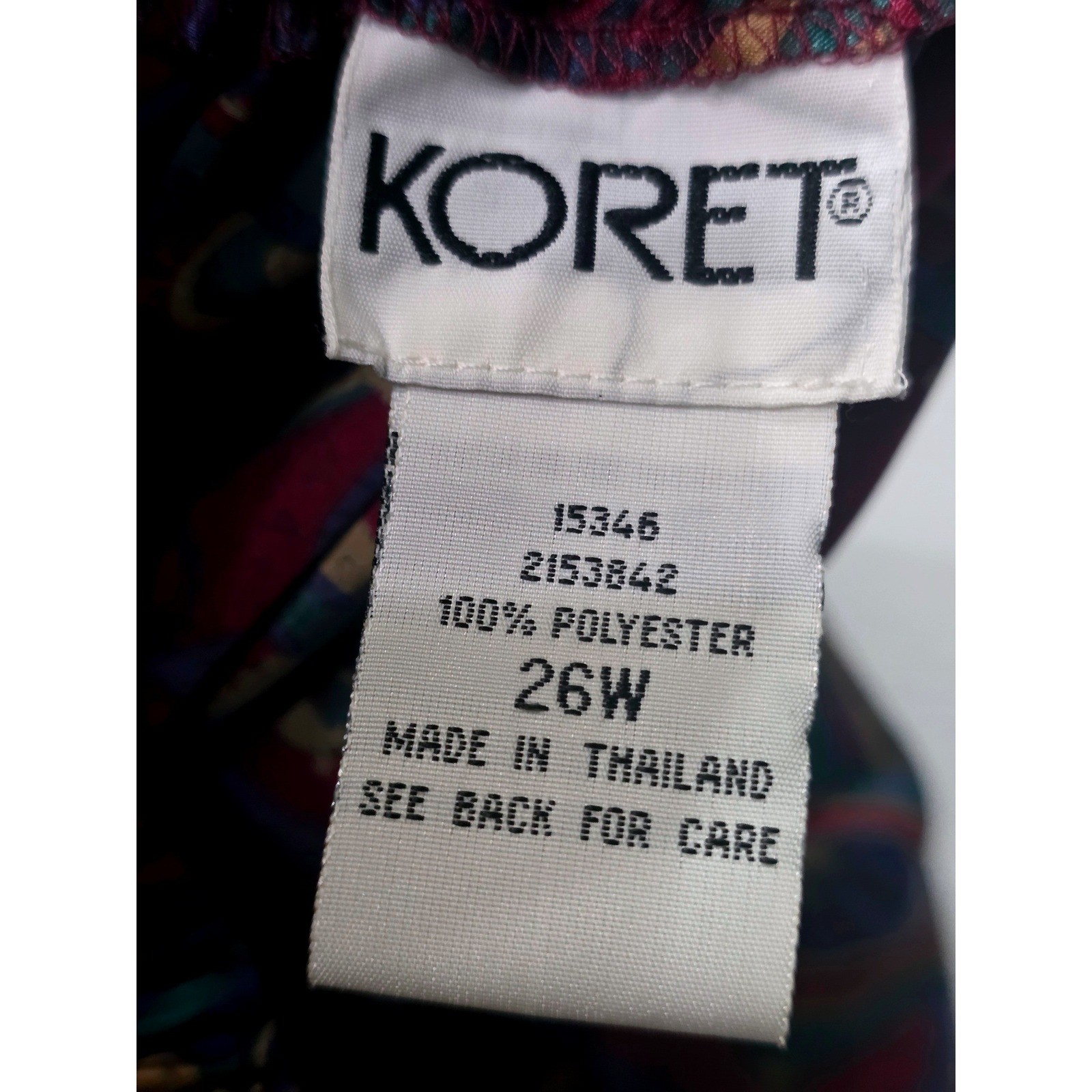 Koret Vintage Paisley Pleated Midi Skirt Plus Size 26W Jewel Tone Elastic Waist