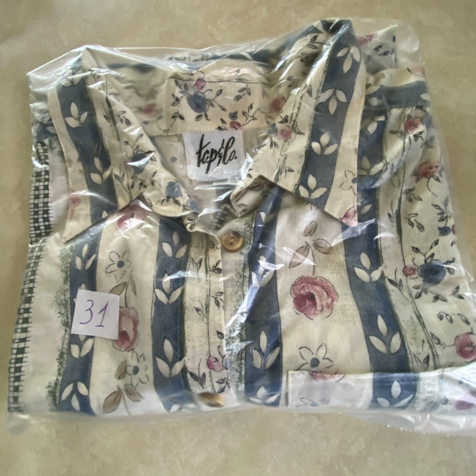 Tapsilo Vintage Womens Button Front Floral Patchwork Blouse Short Sleeve Large