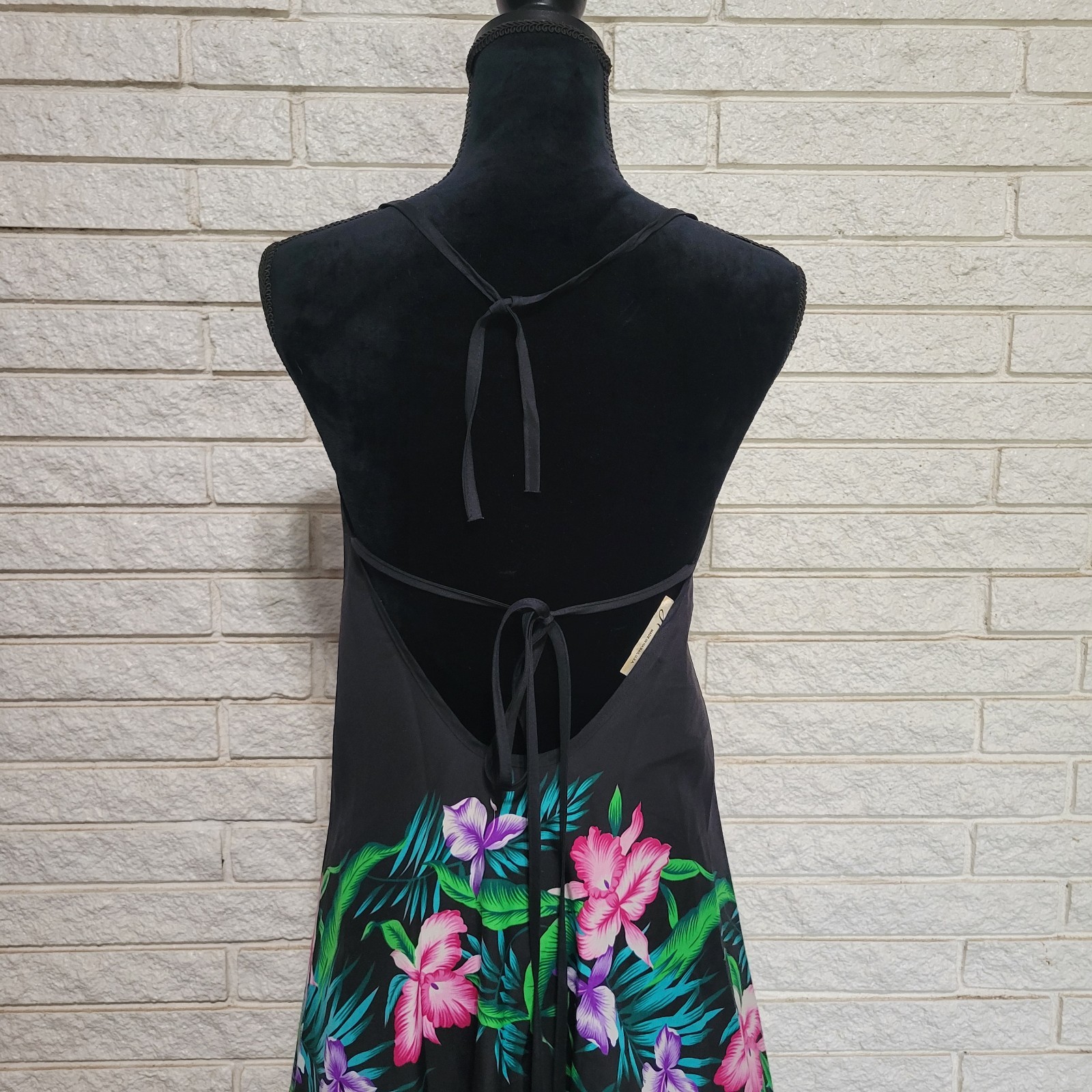 Vintage Helena’s Hawaiian Halter Beach Dress Double Tie Back Tropical One Size