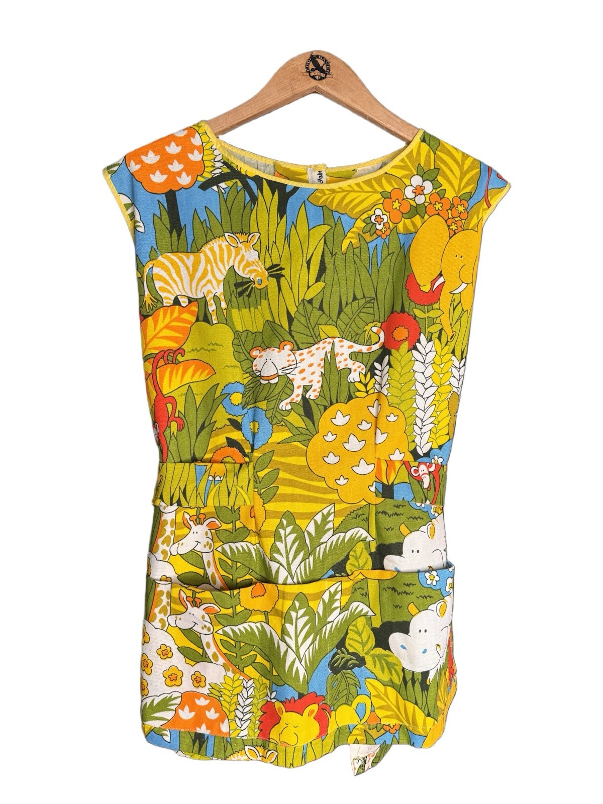 1970s Jungle Animal Smock Top + Wrap Skirt SET Vintage