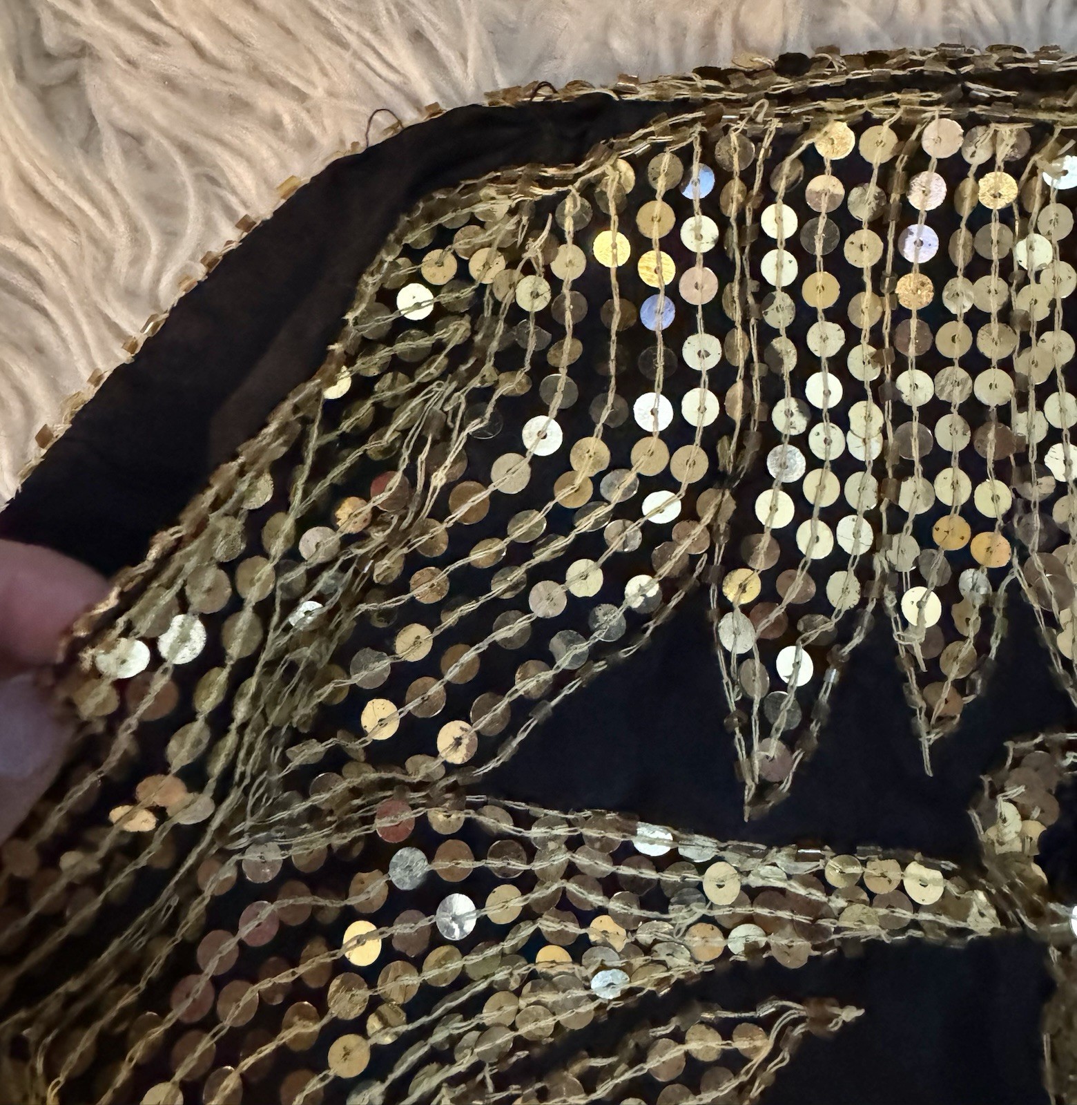 Vtg Butterfly Sequin Disco Iconic Blouse Top Studio 54 India Black Gold S M silk