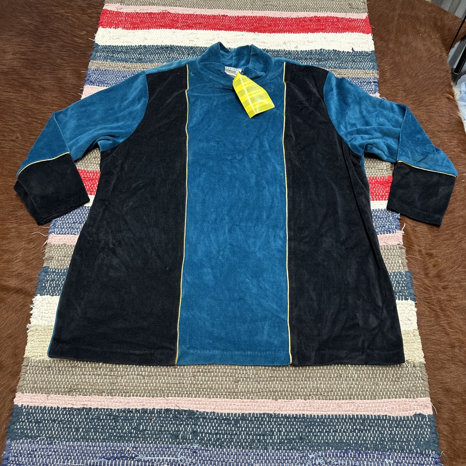 NEW VINTAGE 90s FASHION FORMULA Velvet Felt Shirt Half Sleeve 1X DEADSTOCK