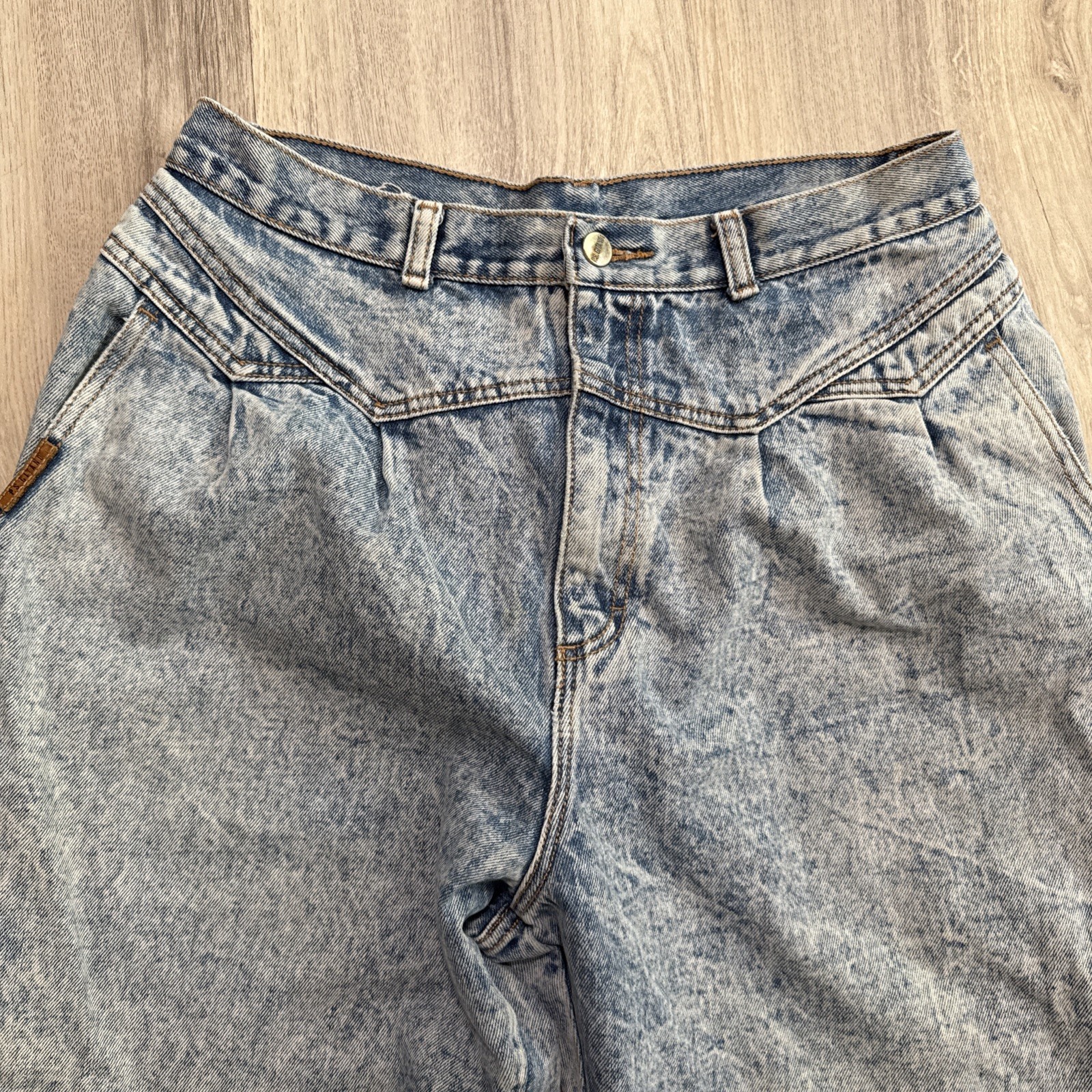 PS Gitano High Waist Pleated Tapered Mom Jeans Sz 18 Long Acid Wash 80s Vintage