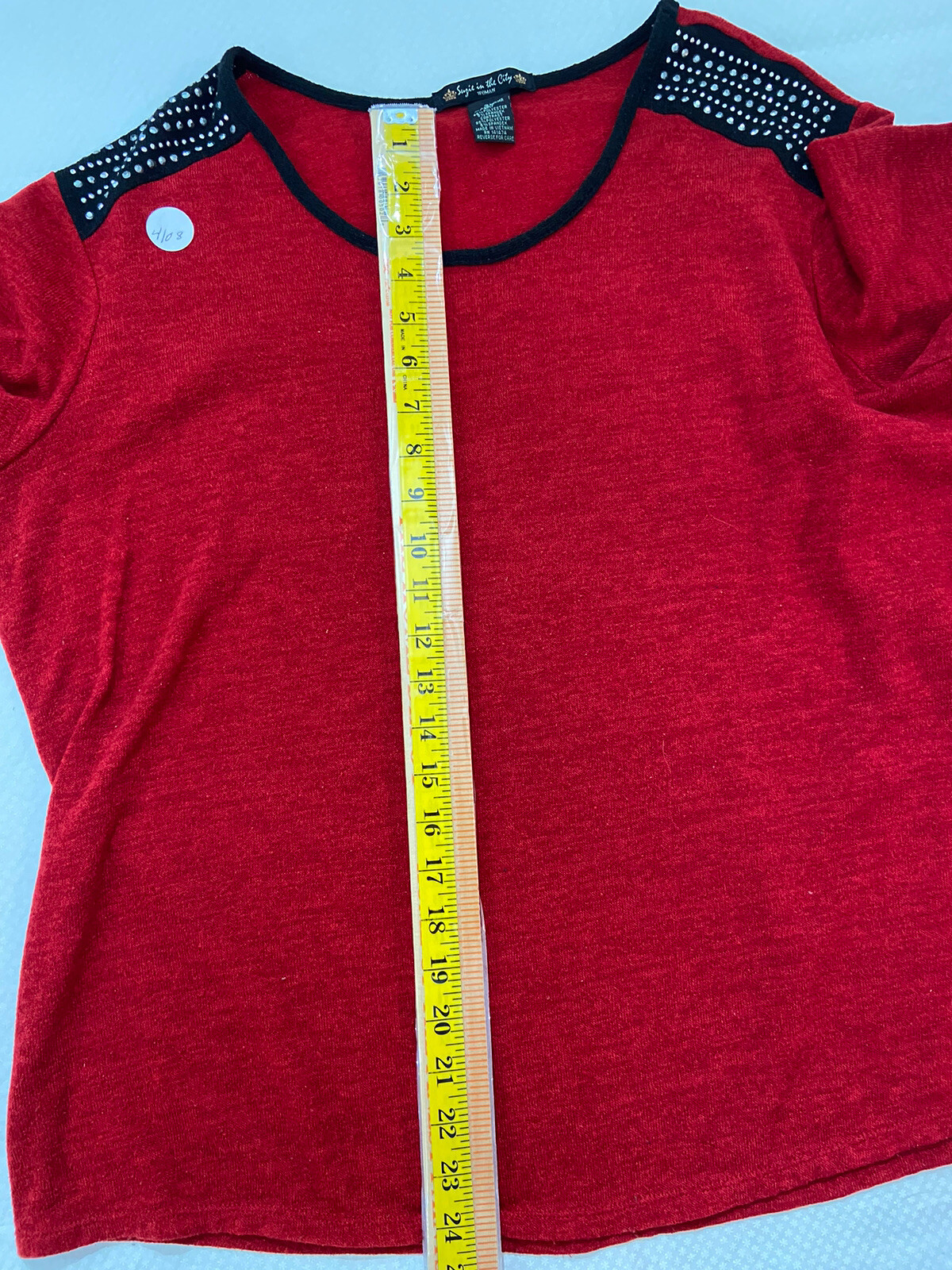 Vintage Suzie in The City Sweater 3XL Red/Black Short Sleeve Silver Trim