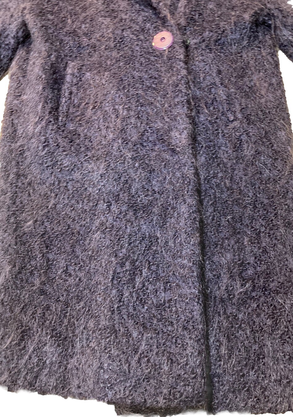 Vntg 1960’s Monte Sano Pruzan Mohair Cocoon Coat Nordstrom Plum Purple Wool M L