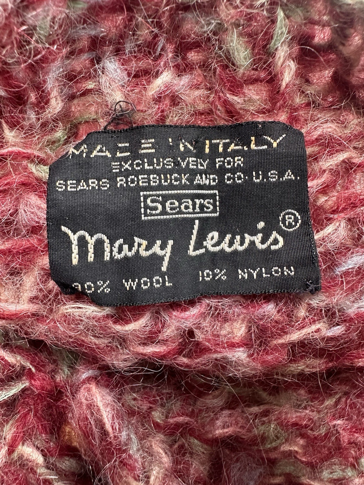 Rare! Vintage 1950’s Sweater Wool Mohair Thick Knit Made In Italy Wooden Buttons