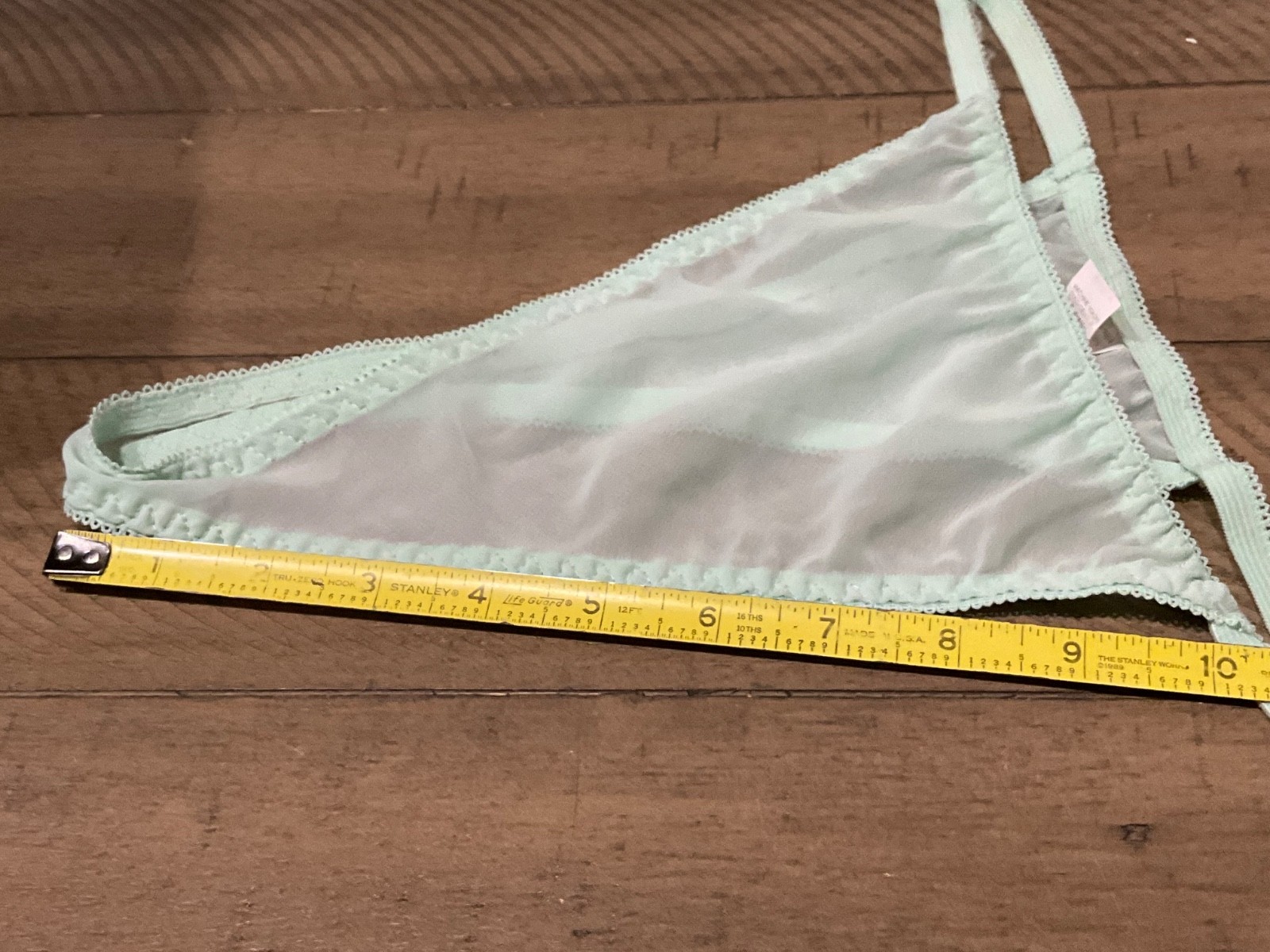 VINTAGE MINT GREEN THONG STRING BIKINI SHEER SIZE LARGE NYLON SEXY