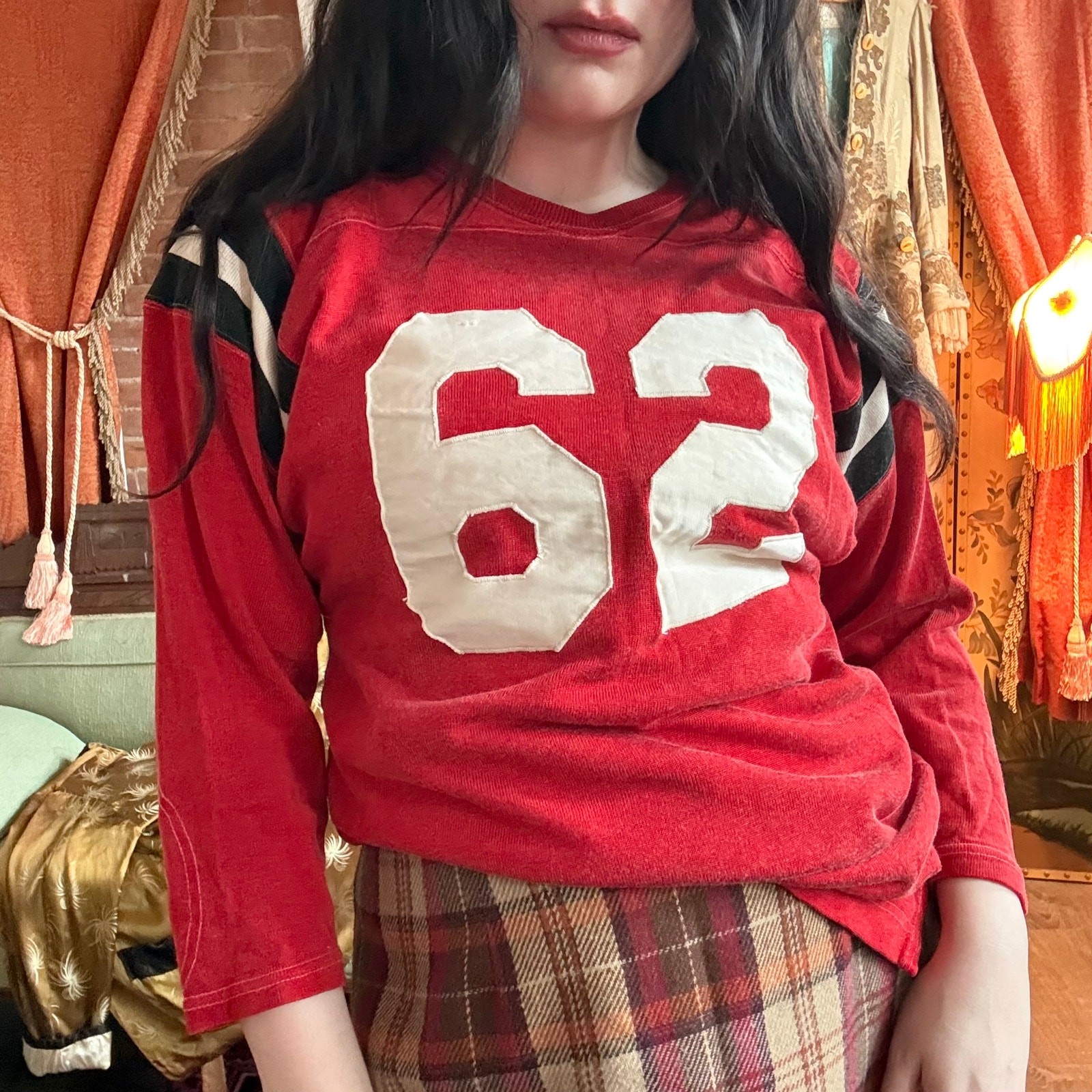 Authentic 1950s Spanjian Pasadena Heavy Cotton Knit Football Jersey Size 42