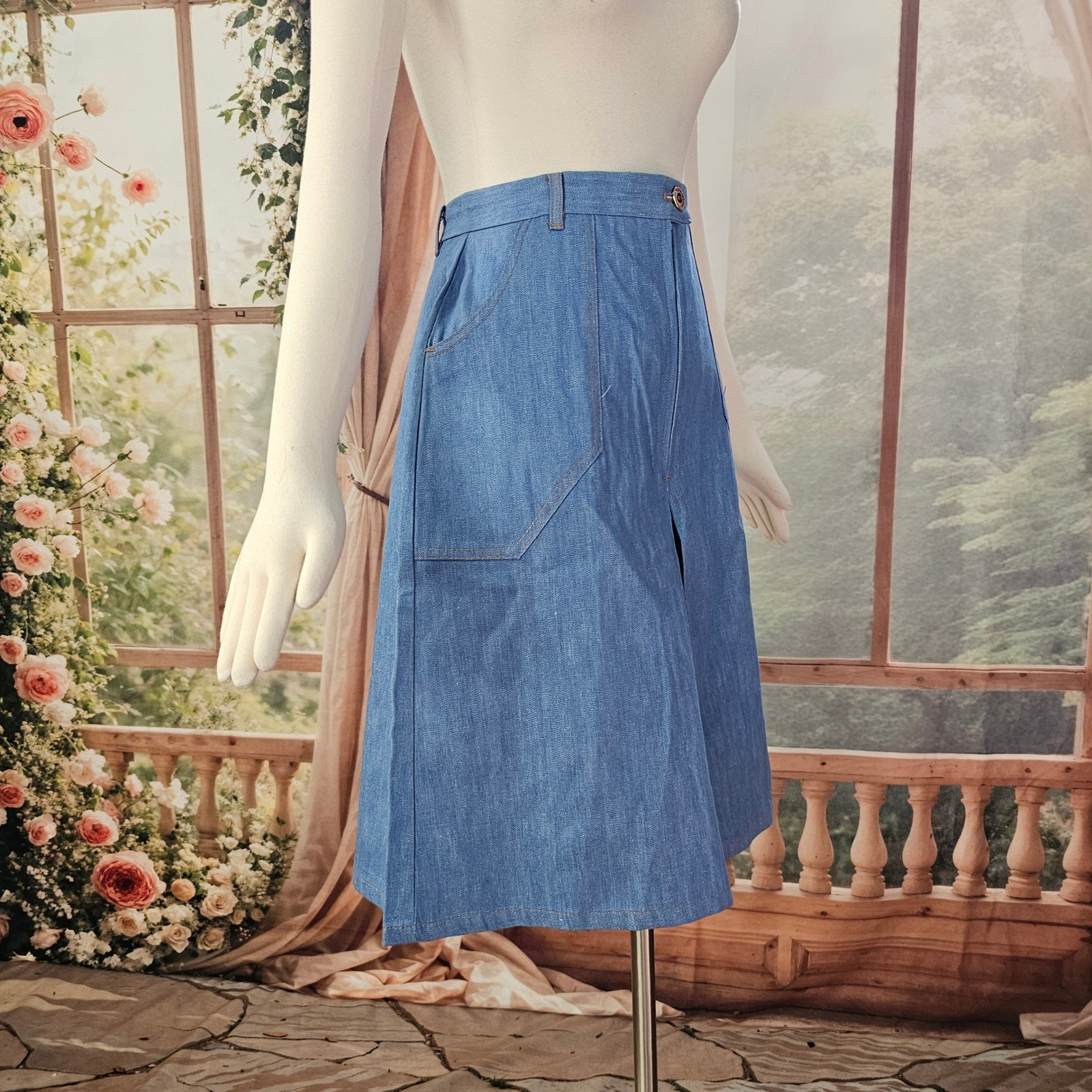 Vintage 1970s Sears The Fashion Place Denim Culottes High Waist Gaucho Pants