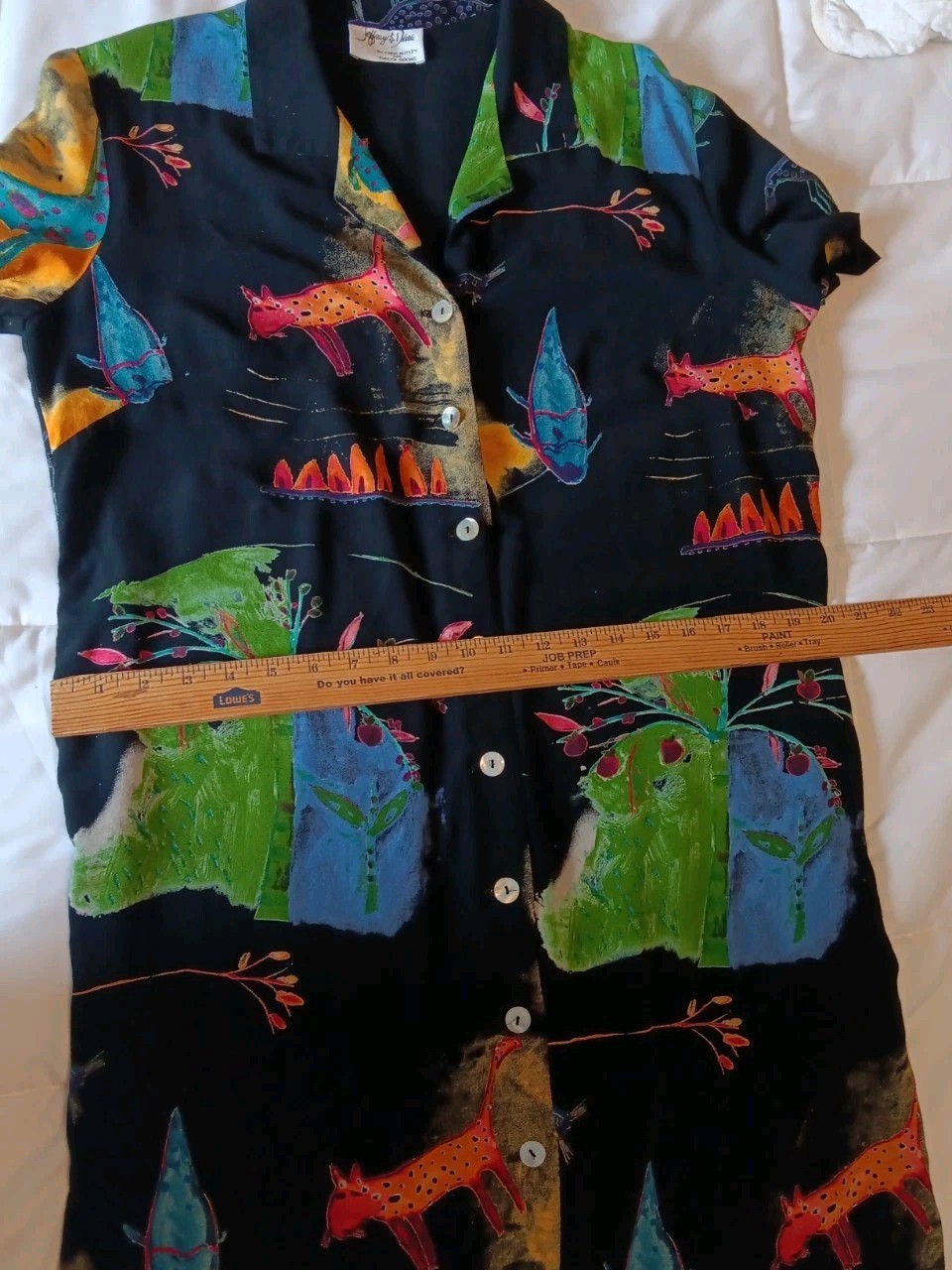 Vtg Jeffrey & Dara Button-Up Shirt Dress, Medium?, 90s Wearable Art, Cats, Fish
