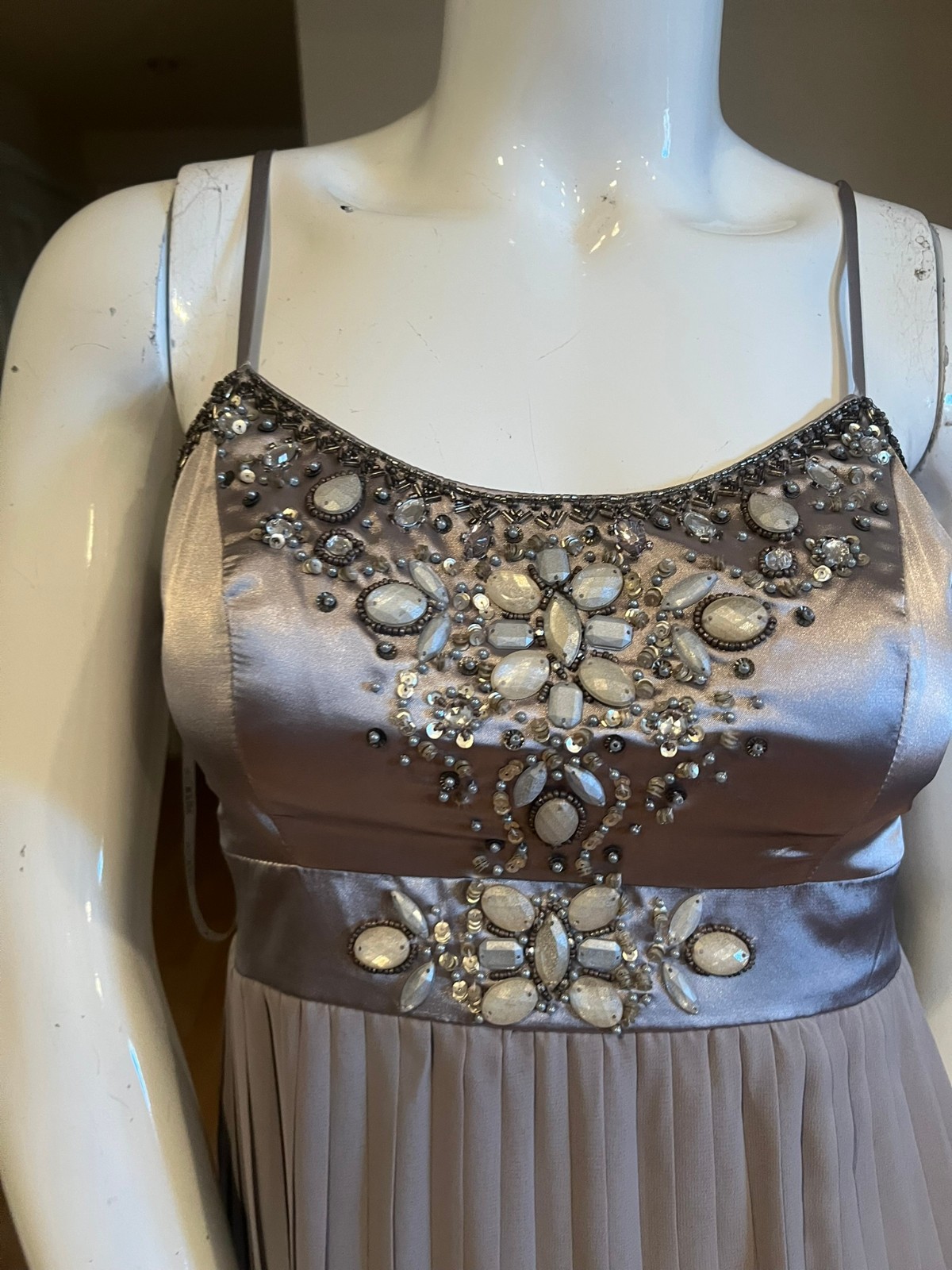 VINTAGE Y2K STUDIOS W BY SUE WONG PLEATED BUBBLE BEADED DRESS SZ 4 US