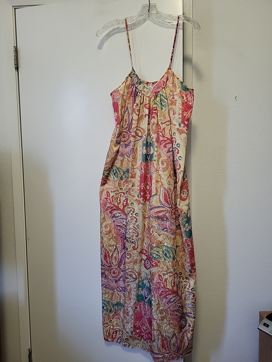 Mary Mcfadden Vintage Long Peignoir Set Gold Purple Pink Small