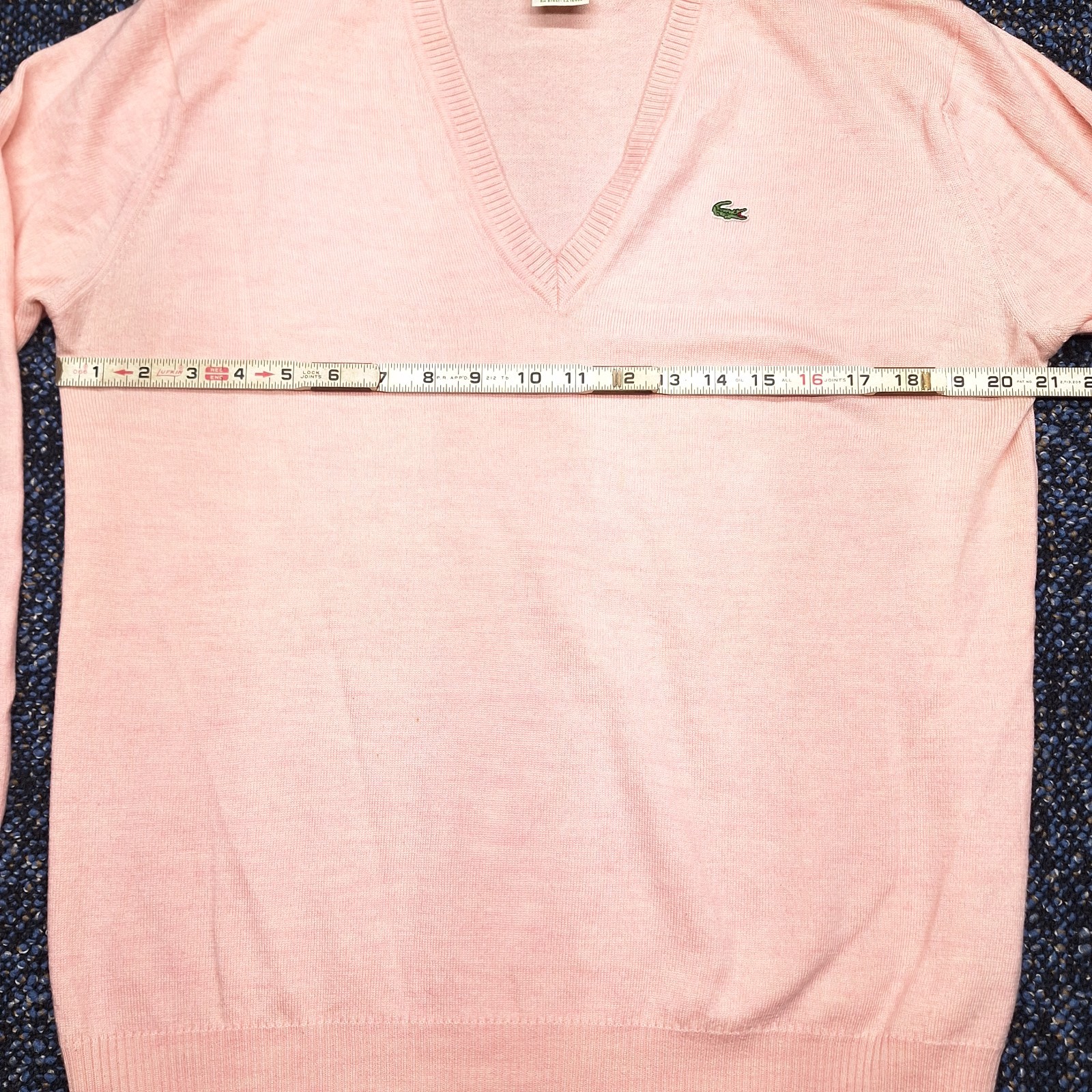 Vintage Lacoste V-Neck Sweater Virgin Wool Pink Size 48(Mens M.)(Womans L-Xl)