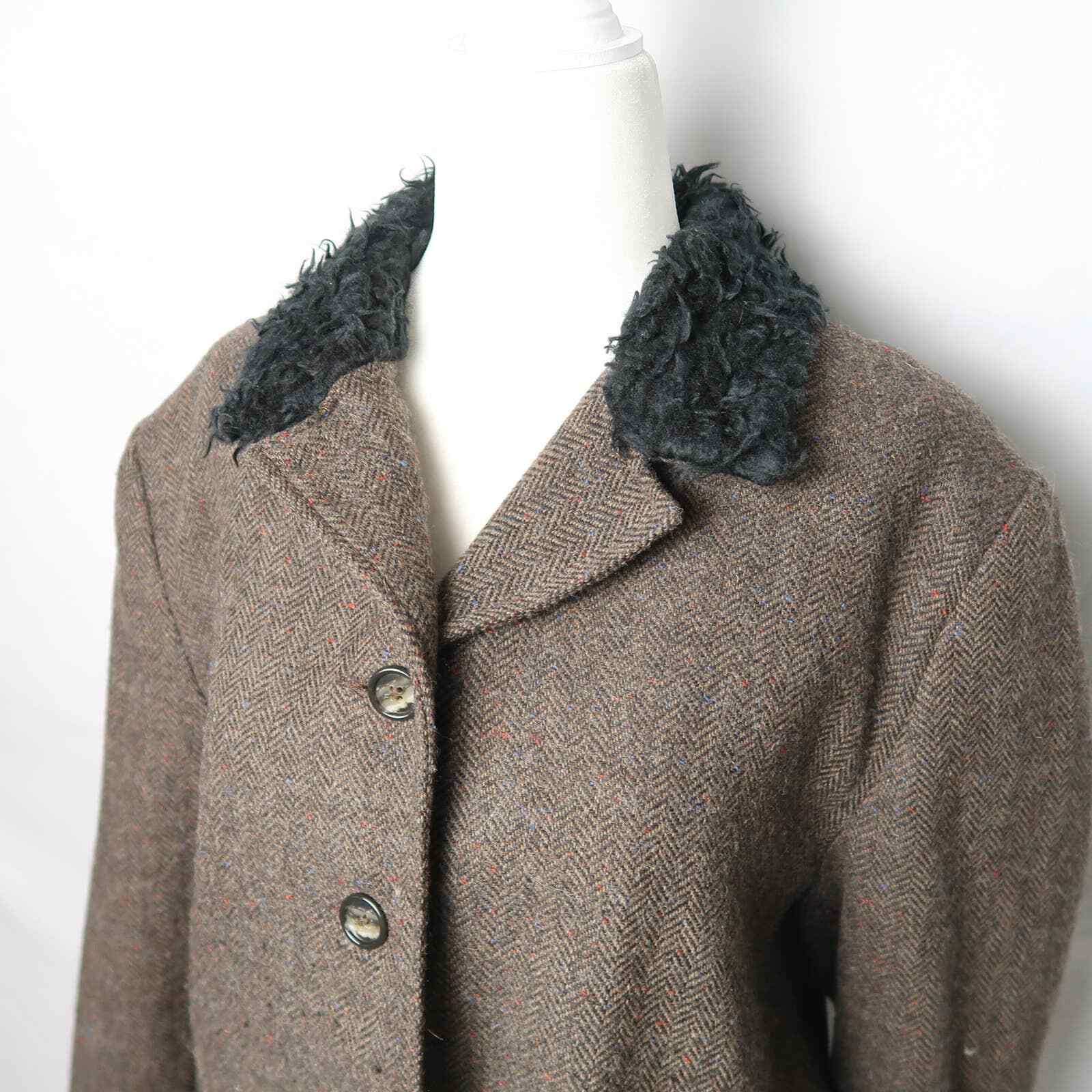 Vintage 90s Jordan & Cole brown and black herringbone wool blazer jacket L