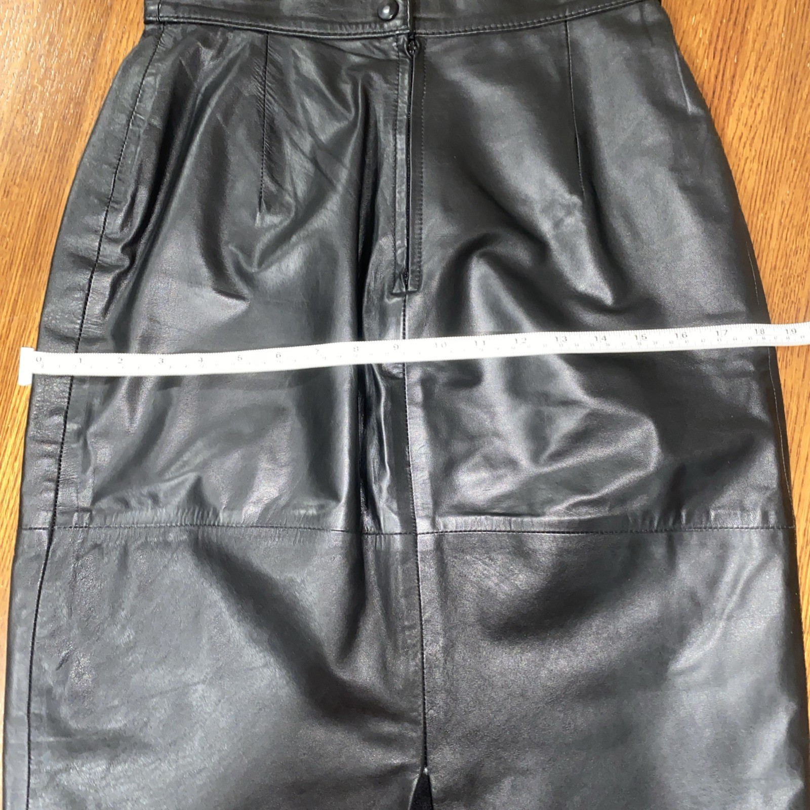 Vintage Black Leather Skirt Size 13 High Waist Ankle Mid Length Leathercraft