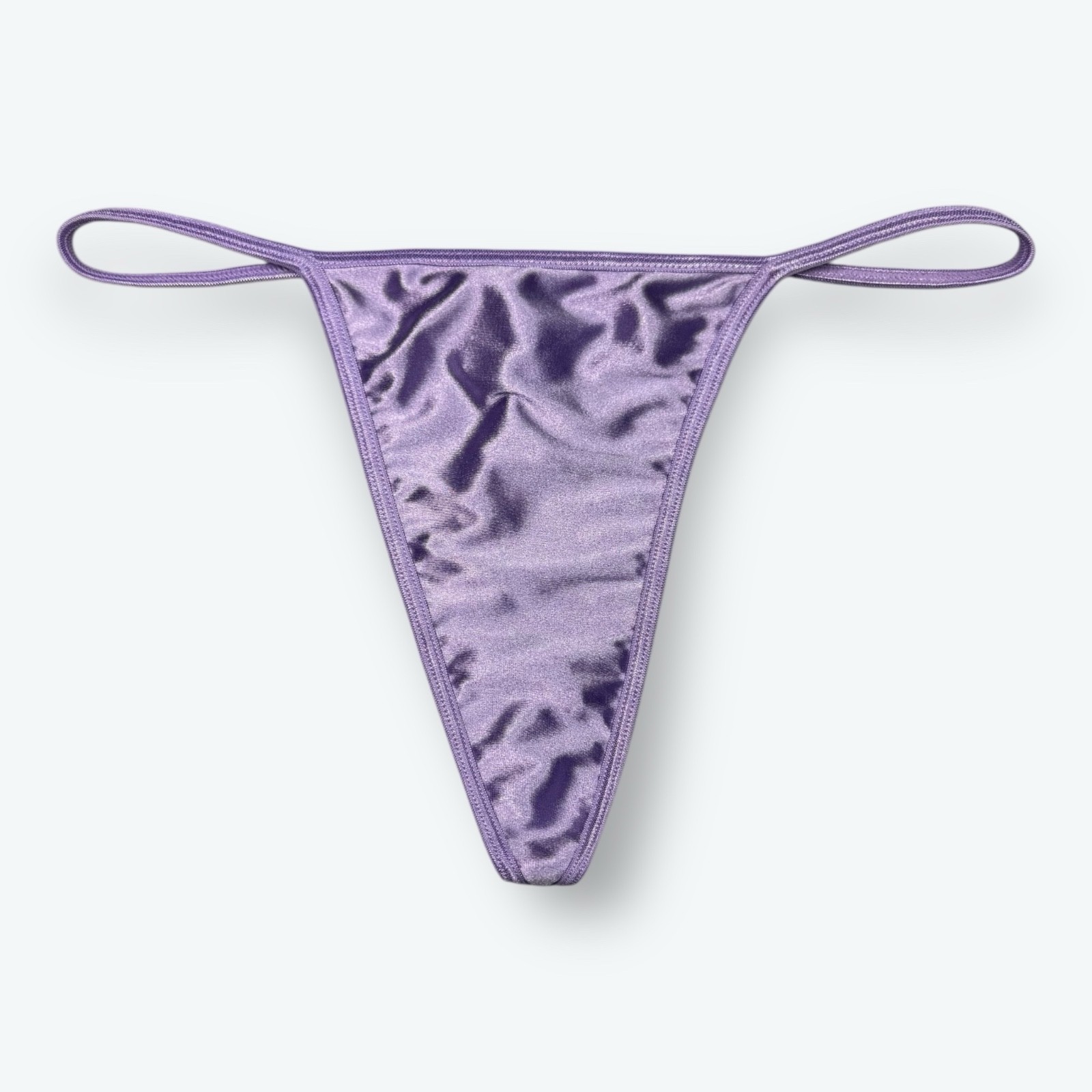 Satin V-String Hi-Cut Thong Lavender S