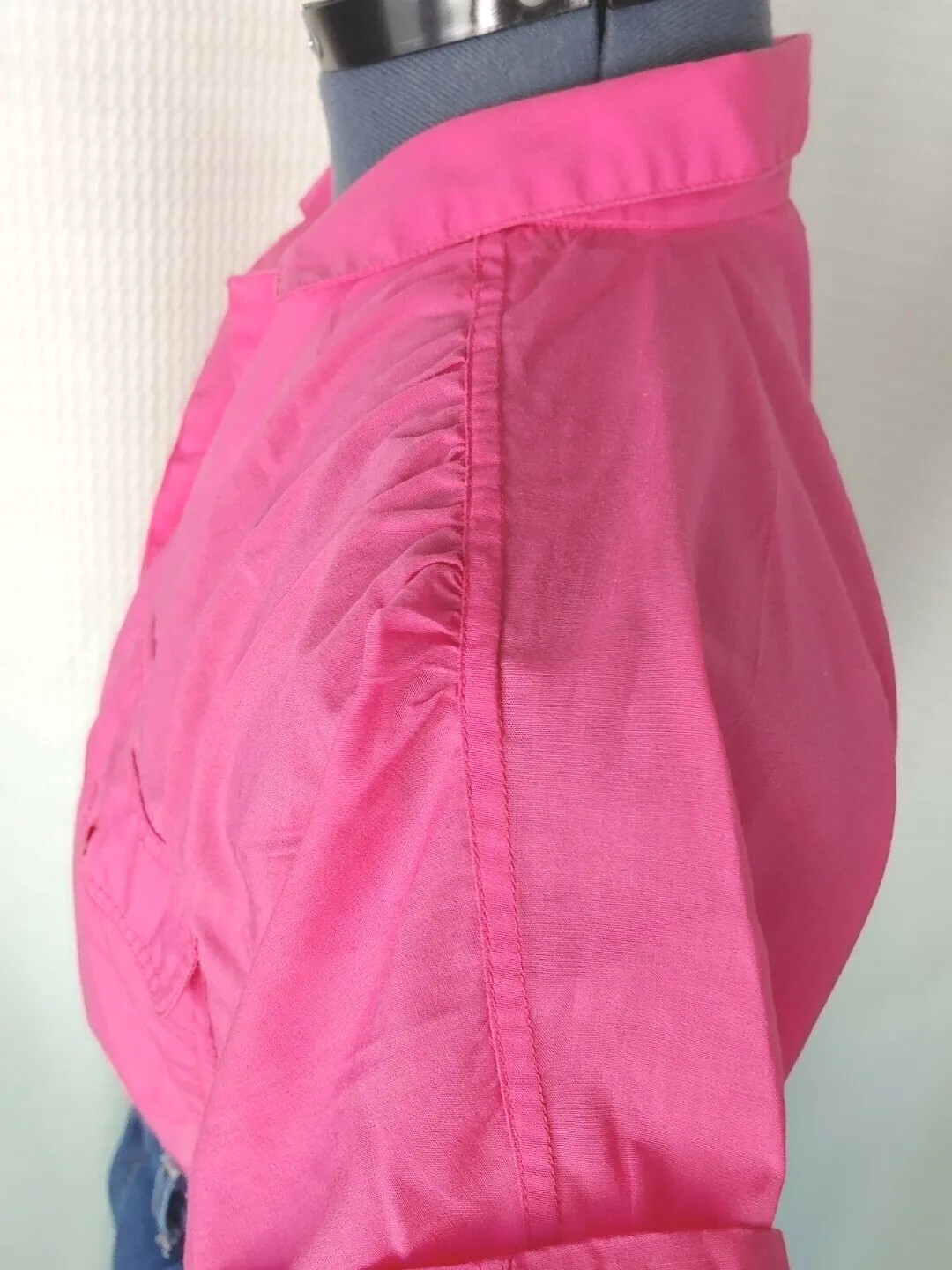 Vintage Objectives Hot Pink Short Sleeve Button Down Top Size 8