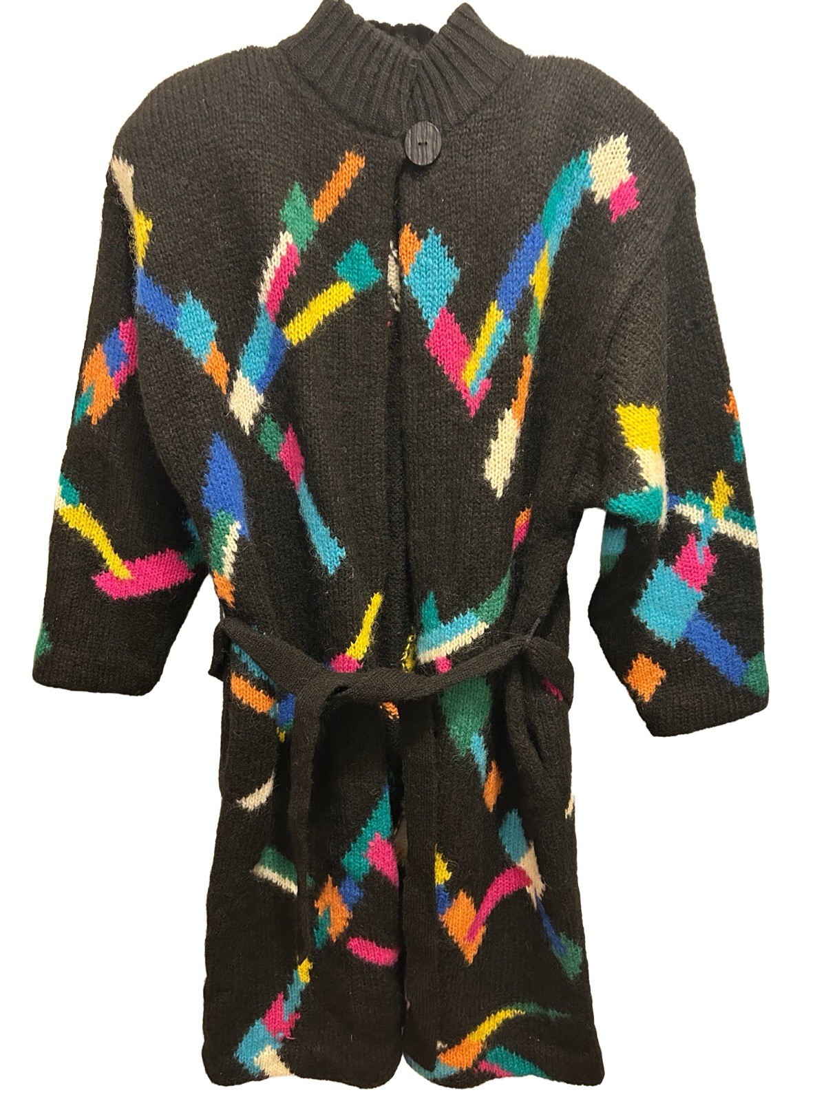 Cervelle Women’s Colorful Vintage Wool Blend Long Sweater Medium