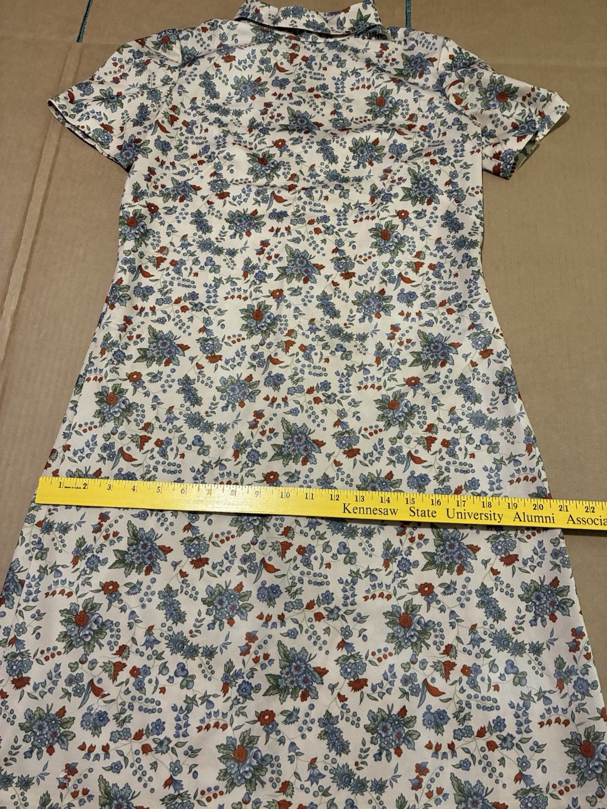 Vintage Handmade Polyester Short Sleeve Dress with Back Zipper