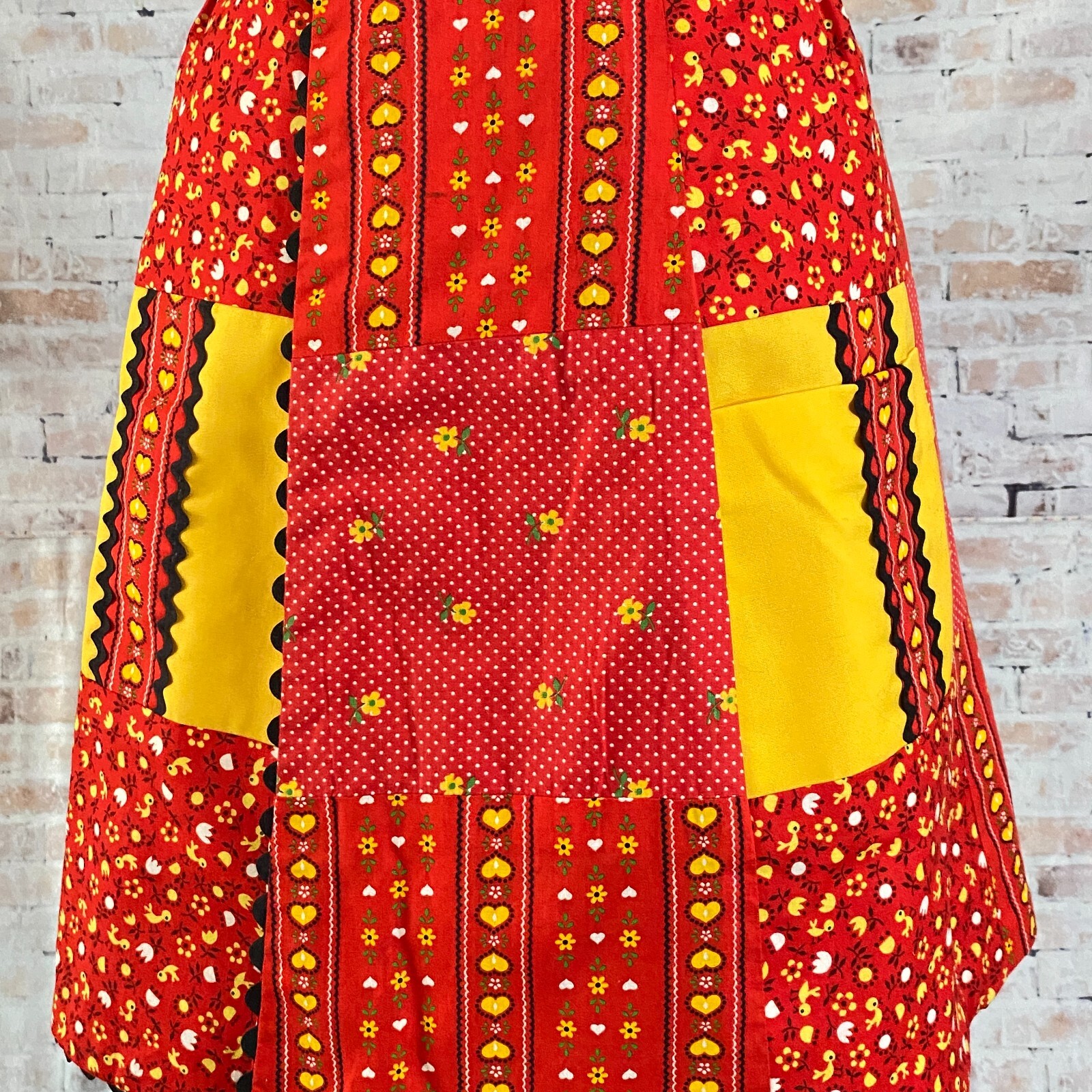 Womens 1970s Reversible Wrap Skirt Size Small Red Yellow