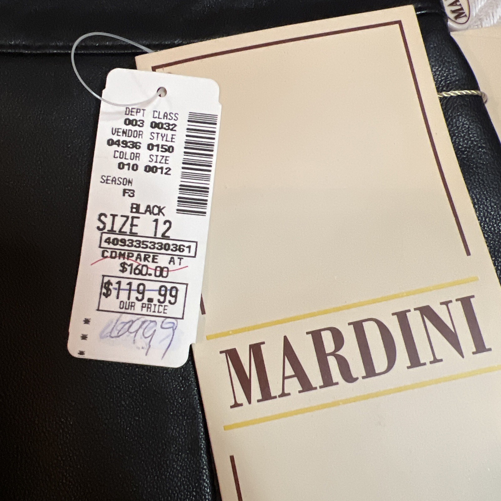 MARDINI Black REAL Leather Lined Pencil Skirt NWT Pinup Retro Goth Vintage
