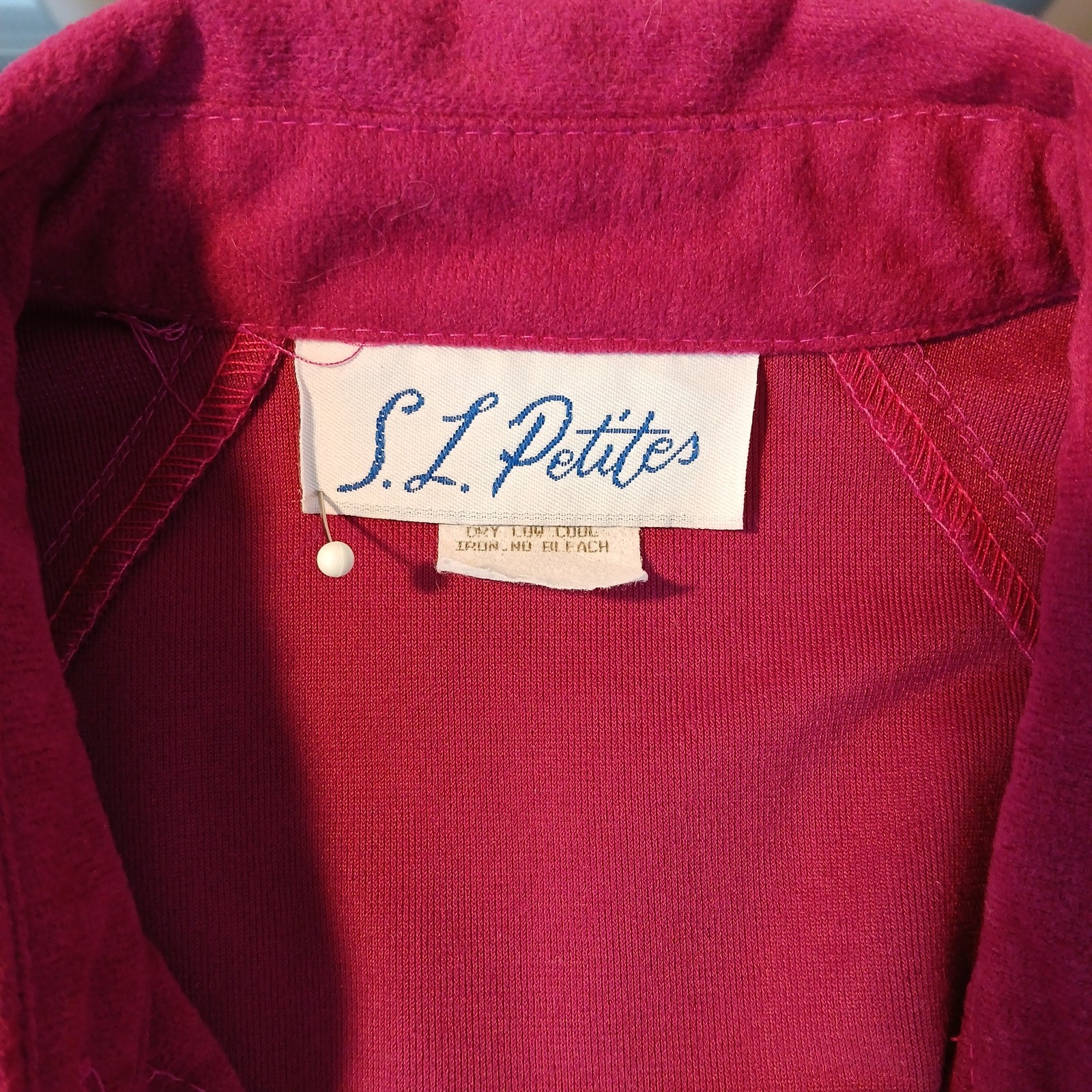 Vintage 80s S.L. Petites Magenta Suede Shirt Dress 6 needs repair pockets belted