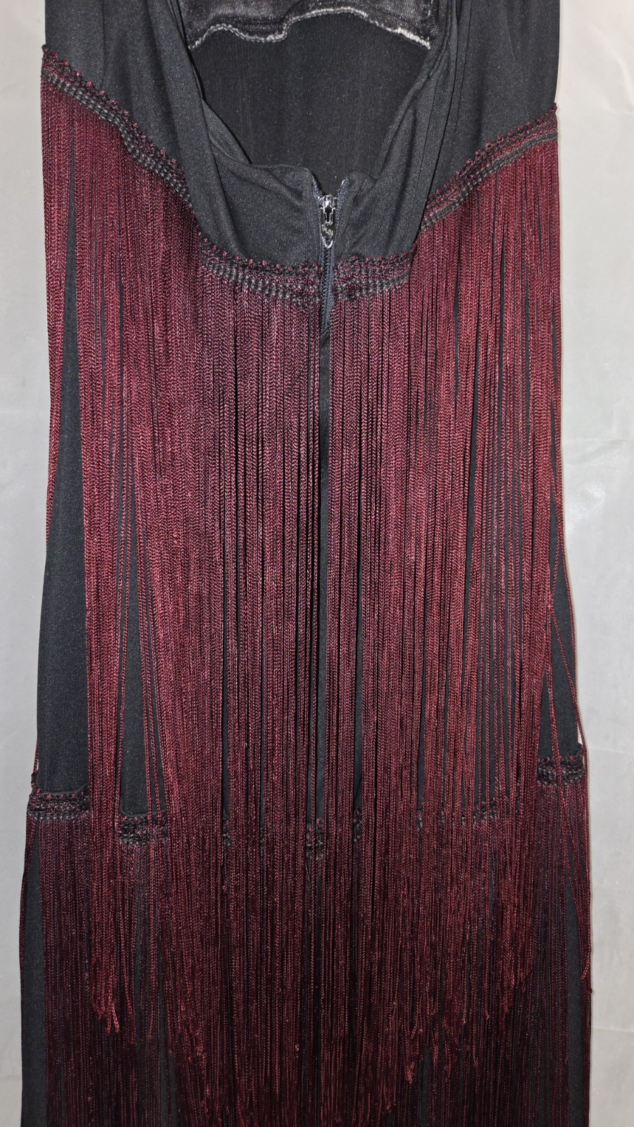 Vintage Womens Jack Hartley 70s Flapper Halter Dress Black/Burgundy Size Sm
