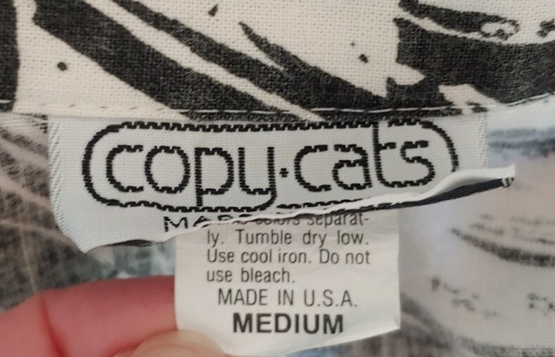 Vintage Copy Cats Black & White Graphic Floral Print Jacket Size Medium